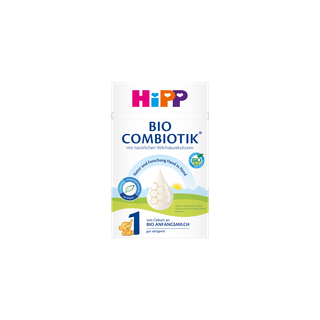 HiPP 1 BIO Combiotik® Anfangsmilch Packung mit Bio-Siegel und sanftem Landschaftsmotiv auf weißem Hintergrund