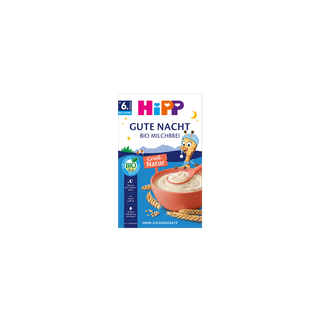 HiPP Gute Nacht Bio Milchbrei Grieß-Natur Packung mit Schüssel Grießbrei, ab 6. Monat, ohne Zuckerzusatz
