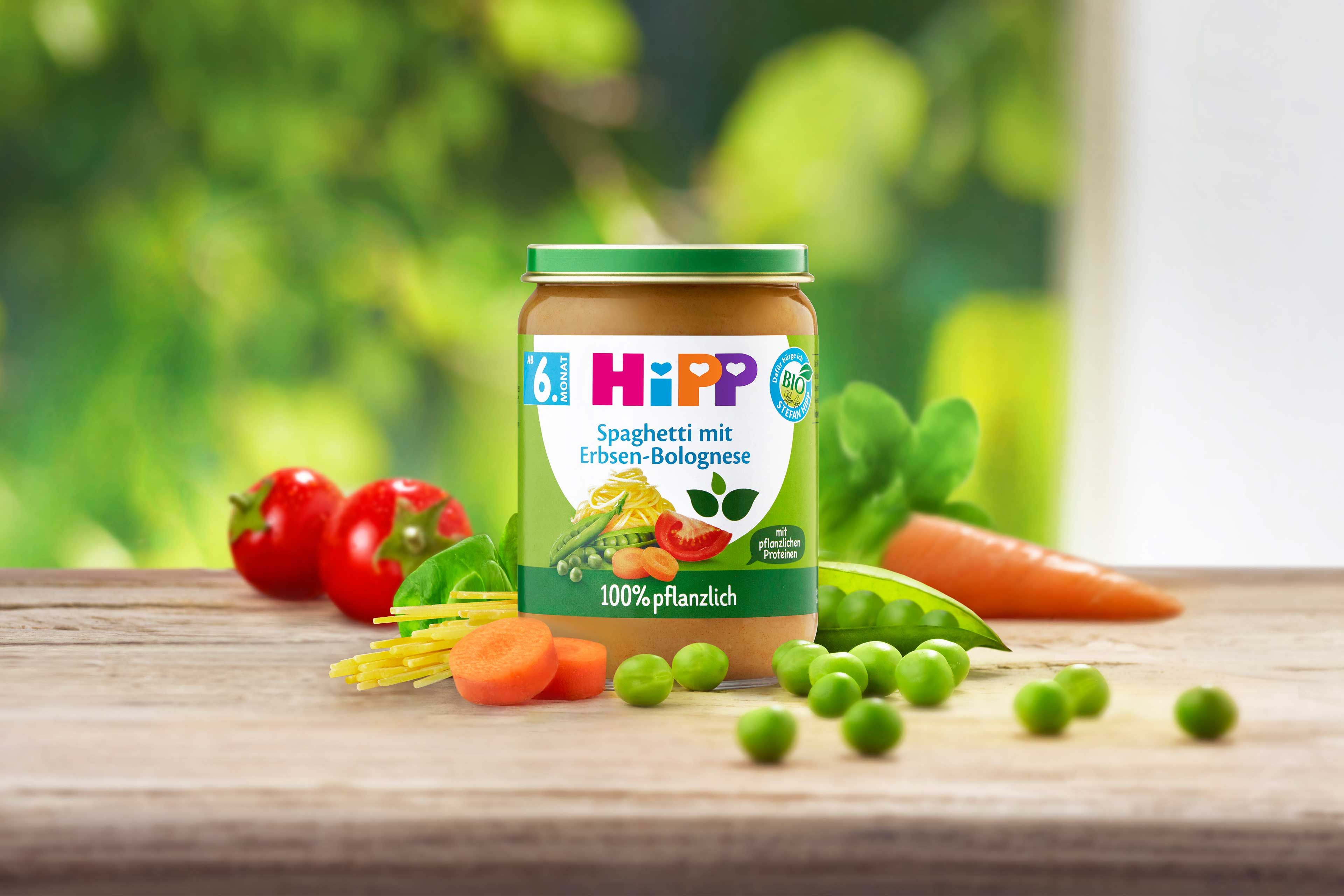 HiPP Gläschen Spaghetti mit Erbsen Bolognese 100% pflanzlich