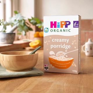 HiPP Organic Creamy Porridge on a kitchen worktop