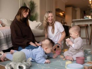 Mums and babies on a play date
