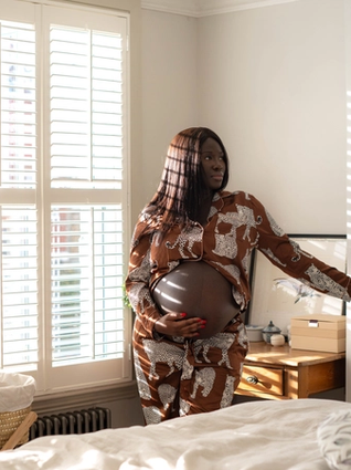 Expecting mum looking worried