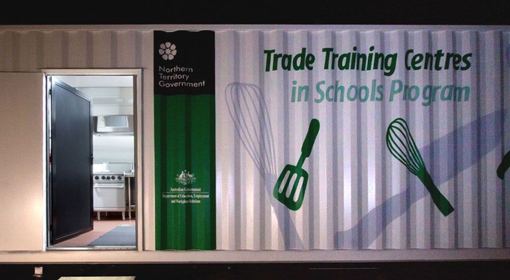 Training container kitchen with commercial equipment for remote locations in the states and territories of Australia