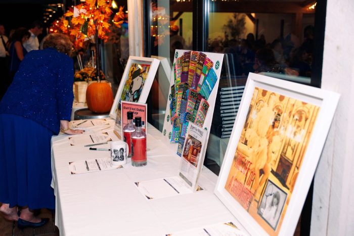 Silent auction items on display