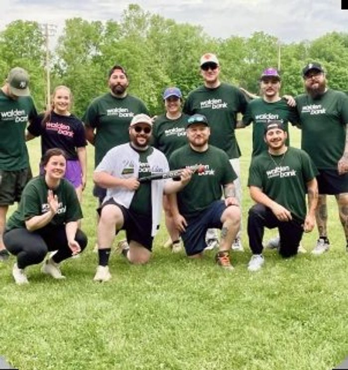 Sponsor team in matching shirts