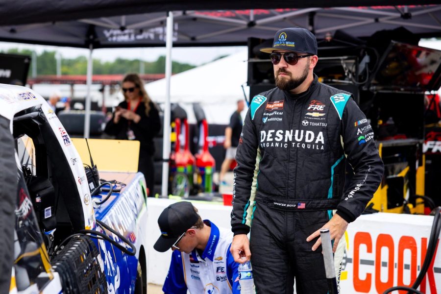 Spencer Boyd in the garage before the race