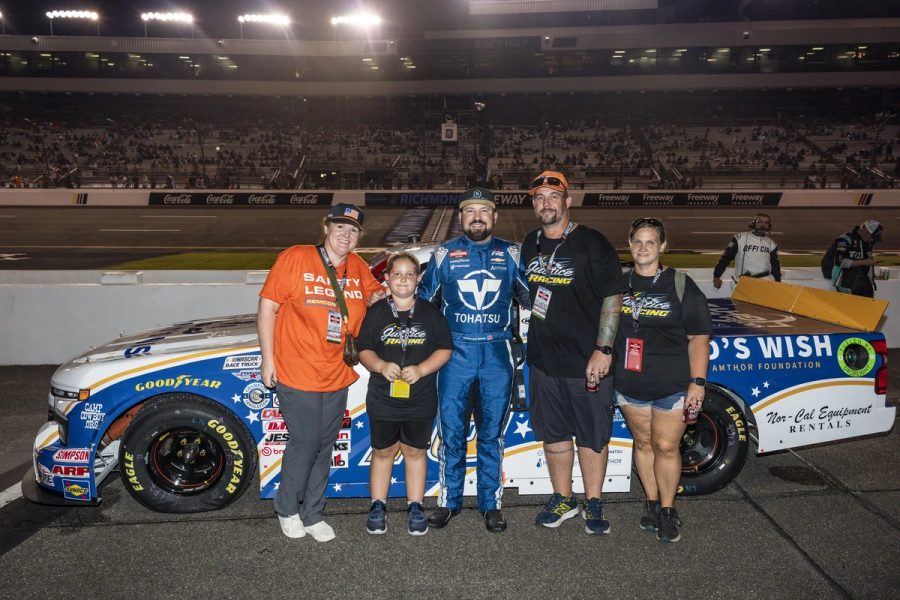 Family with Spencer Boyd at night
