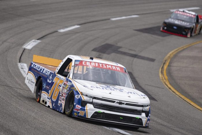 The No. 76 truck under the lights