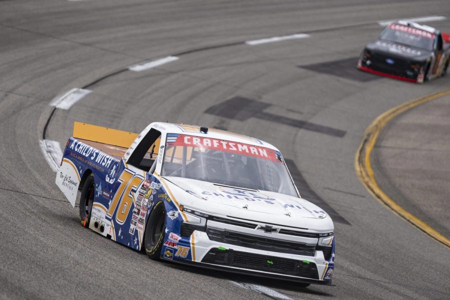 The No. 76 truck under the lights