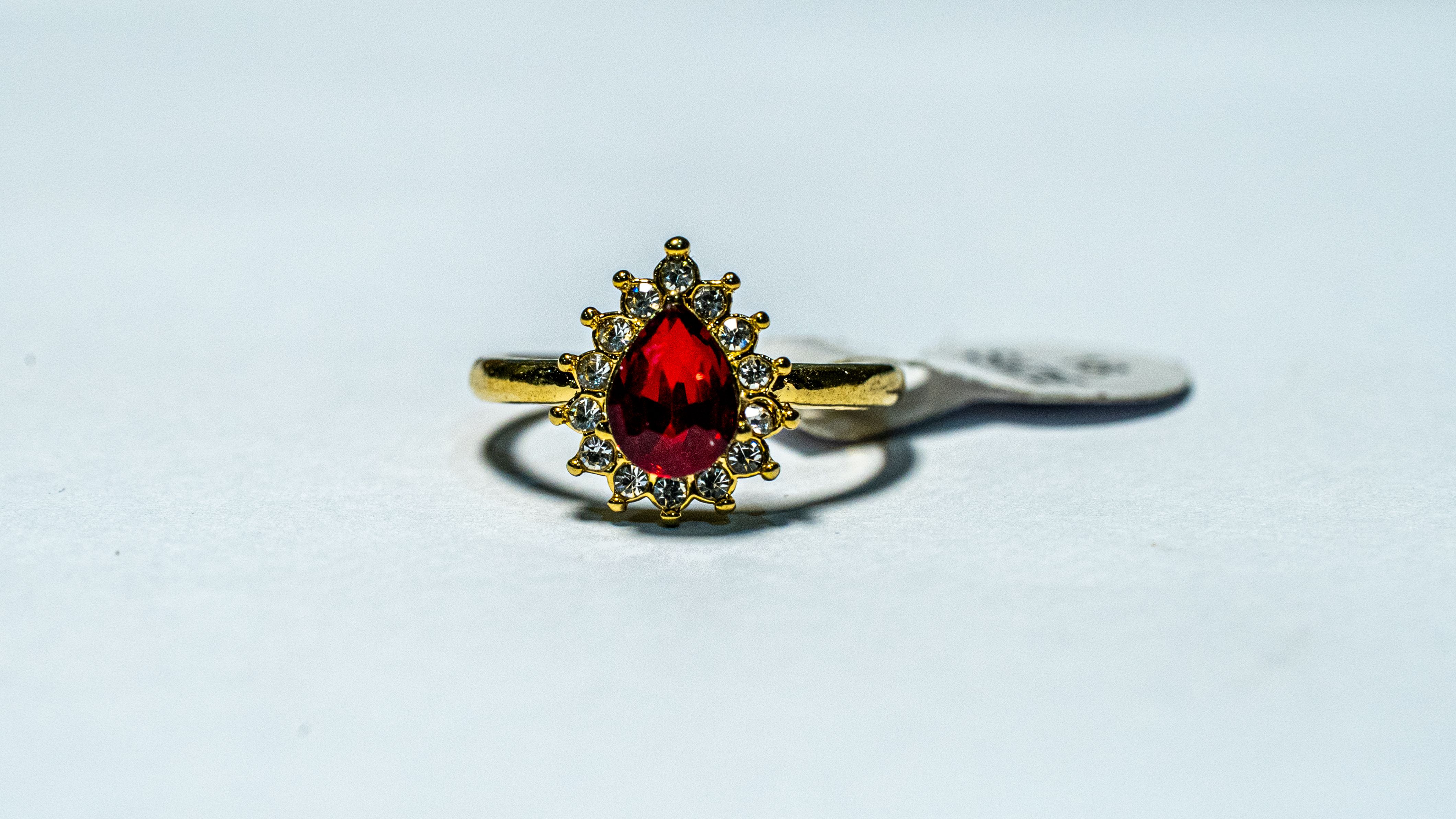 Ruby Teardrop Halo Ring
