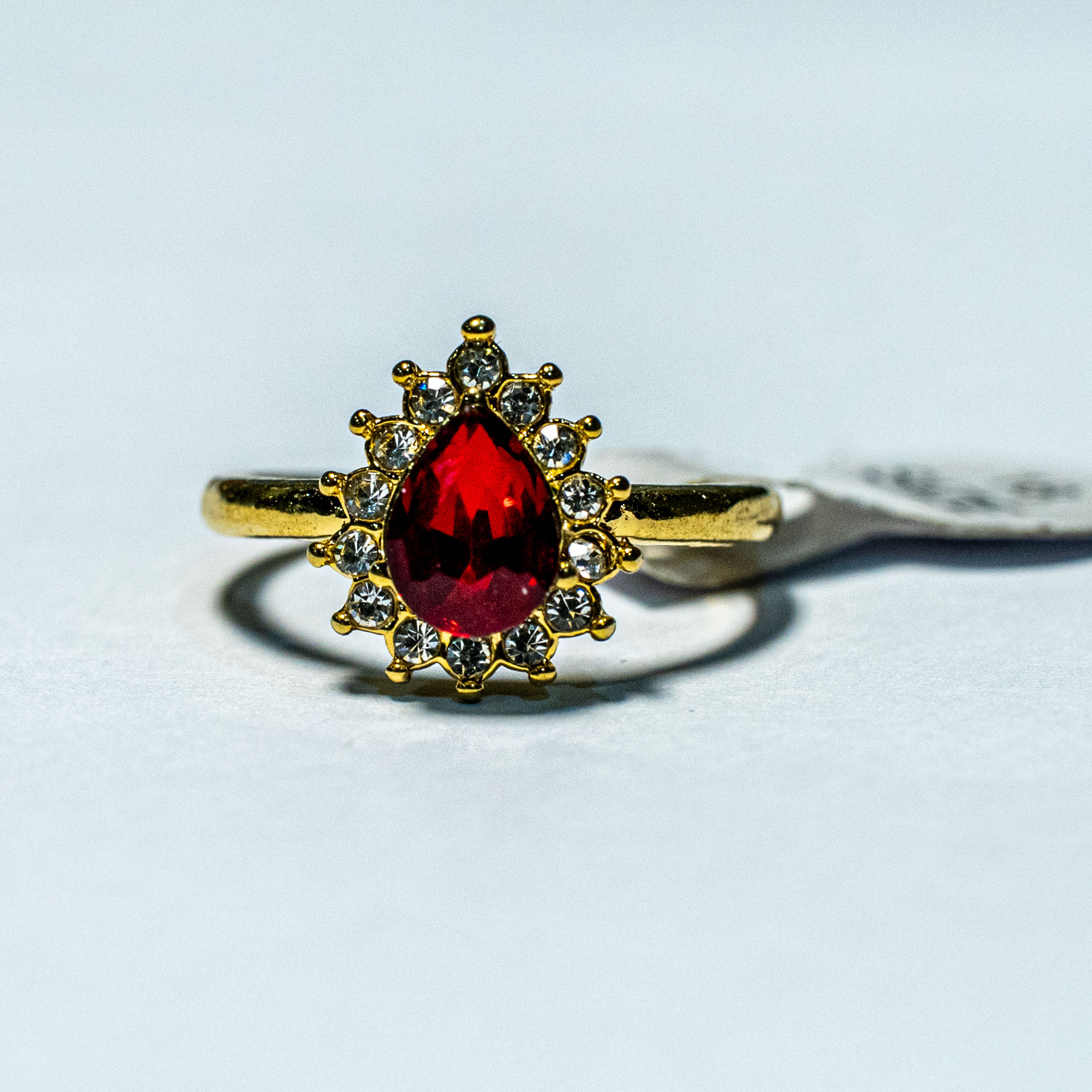 Ruby Teardrop Halo Ring