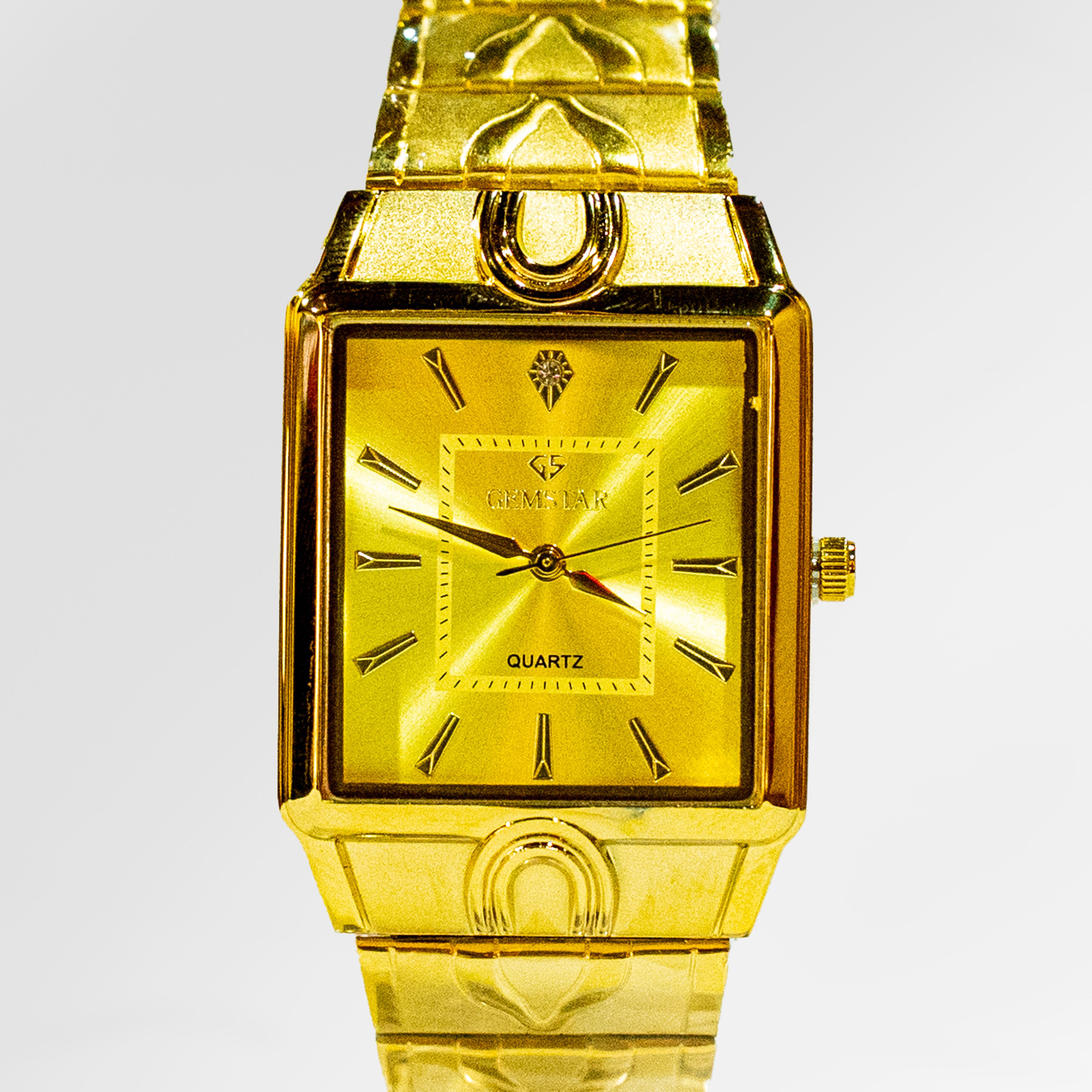 Gemstar Ladies Rectangle Gold Sunburst
