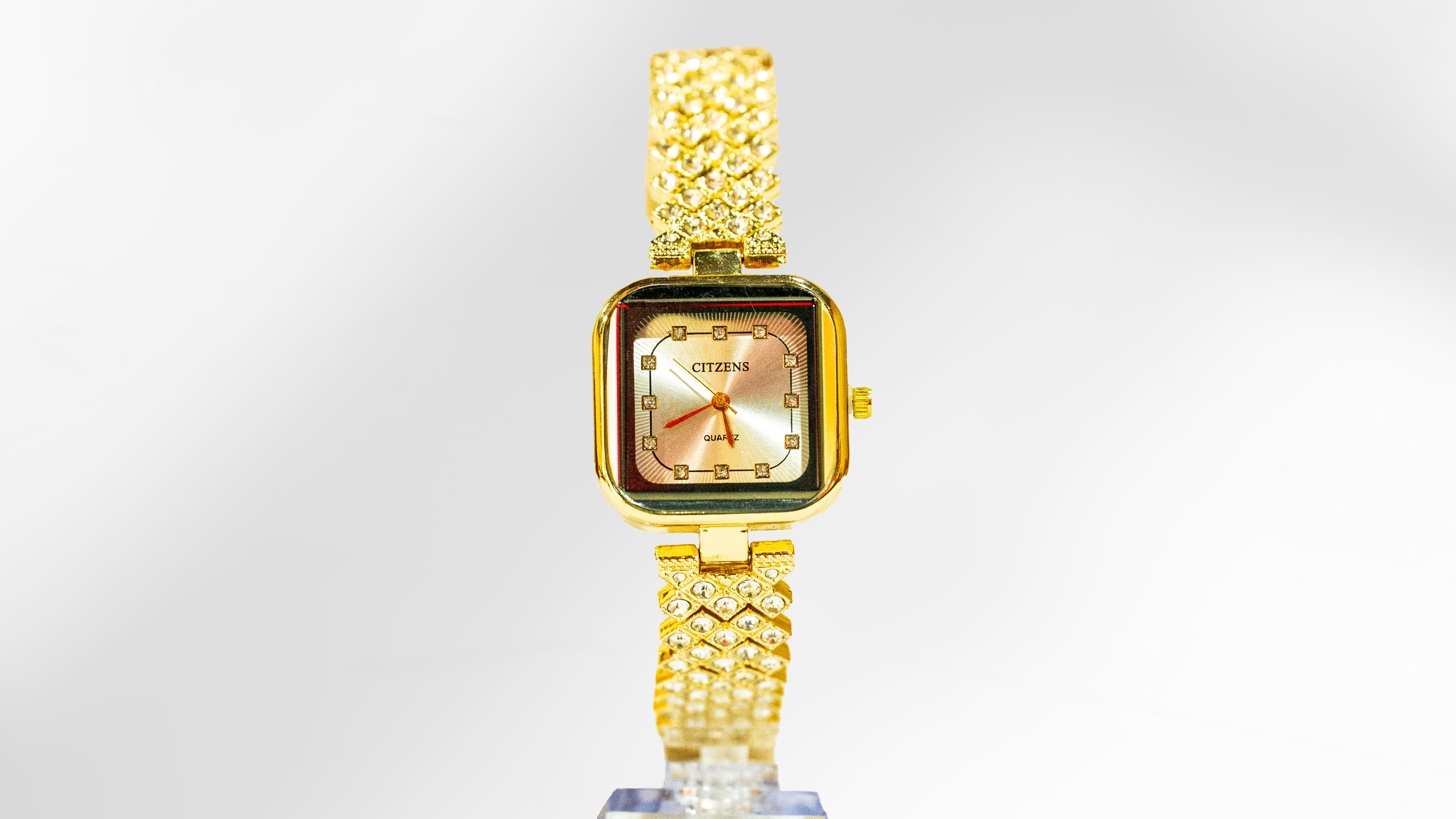 Citzens Gold Crystal Square Champagne Quartz Watch