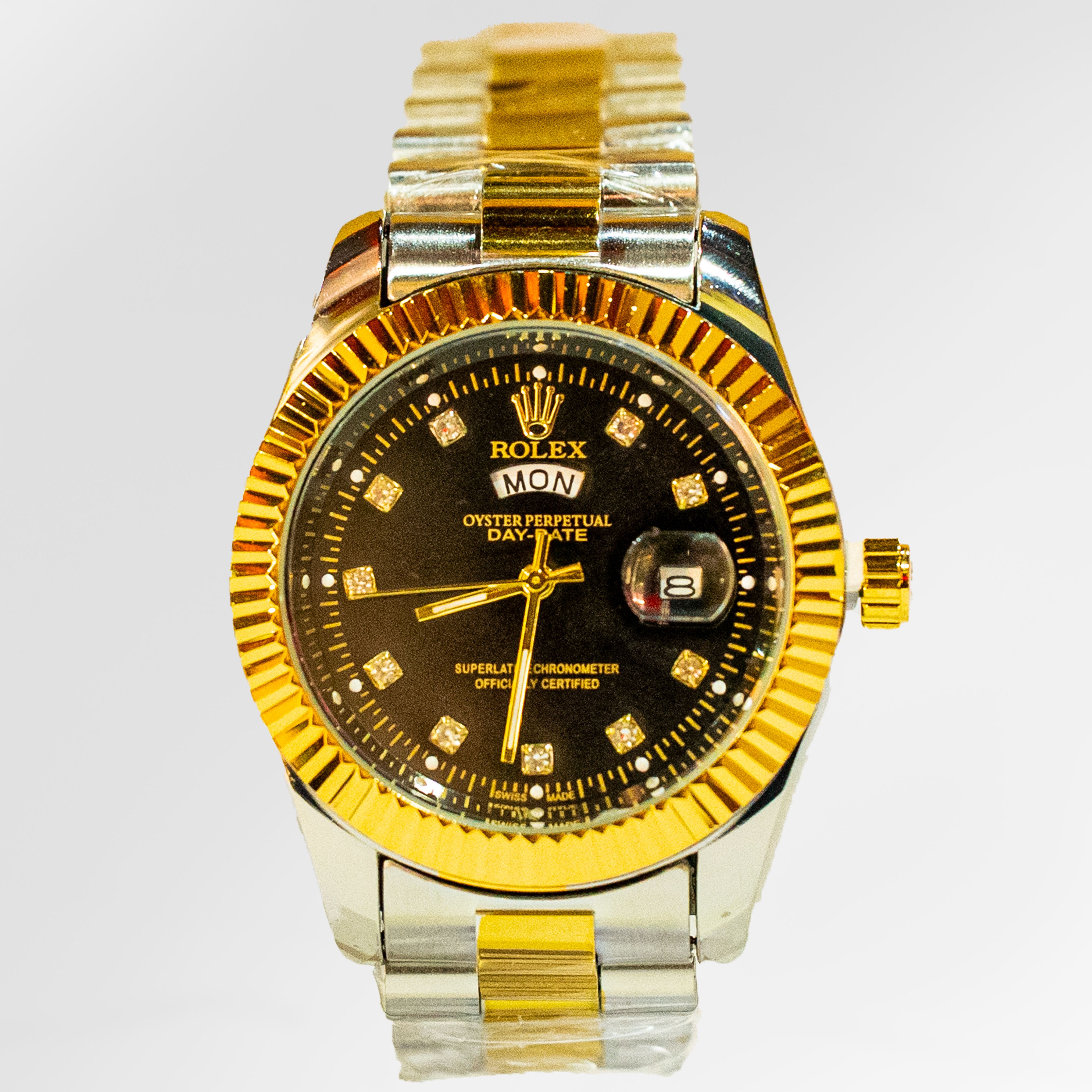 Rolex: Day-Date Black Diamond Two-Tone Gold