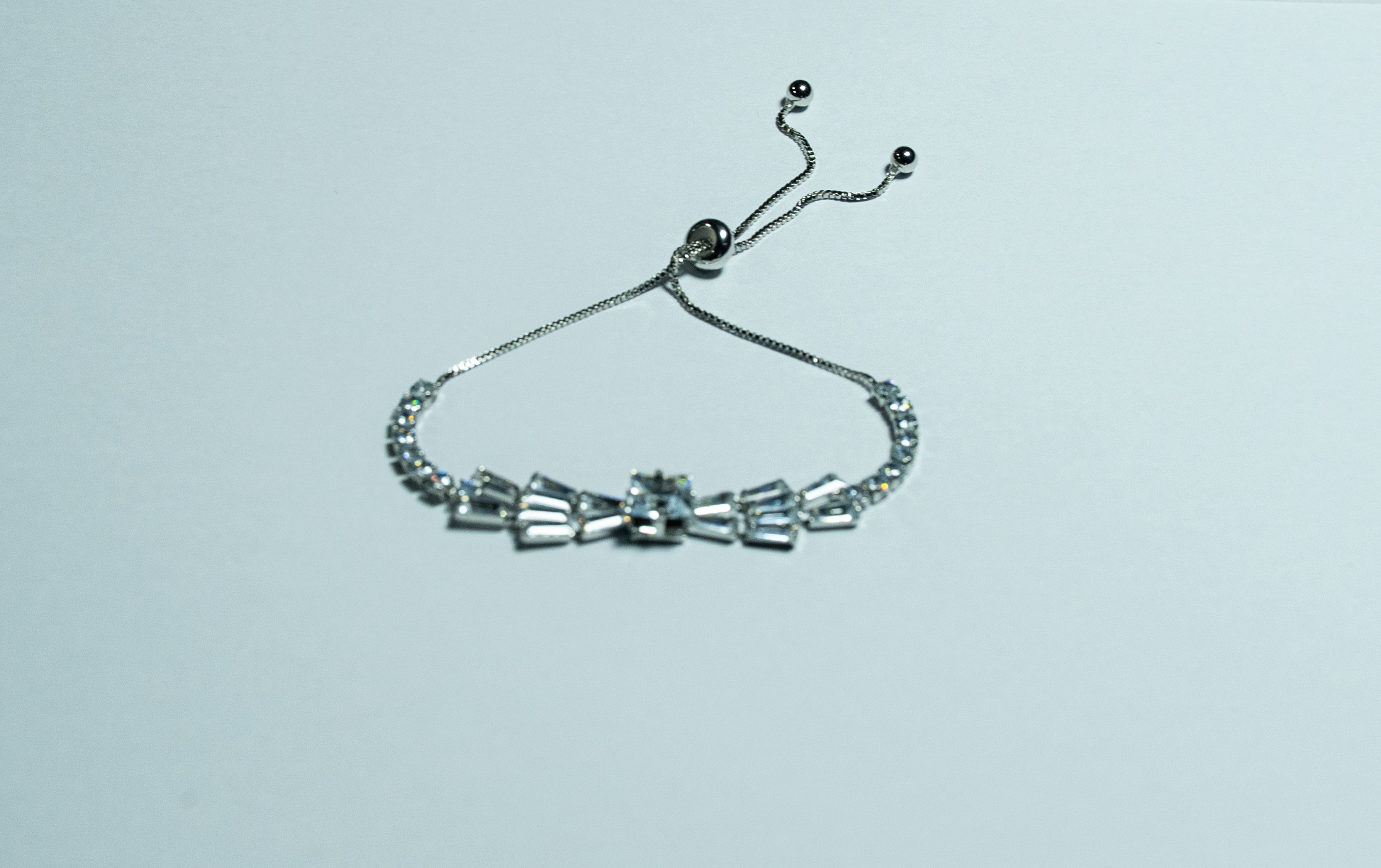 Silver Baguette Adjustable Bracelet