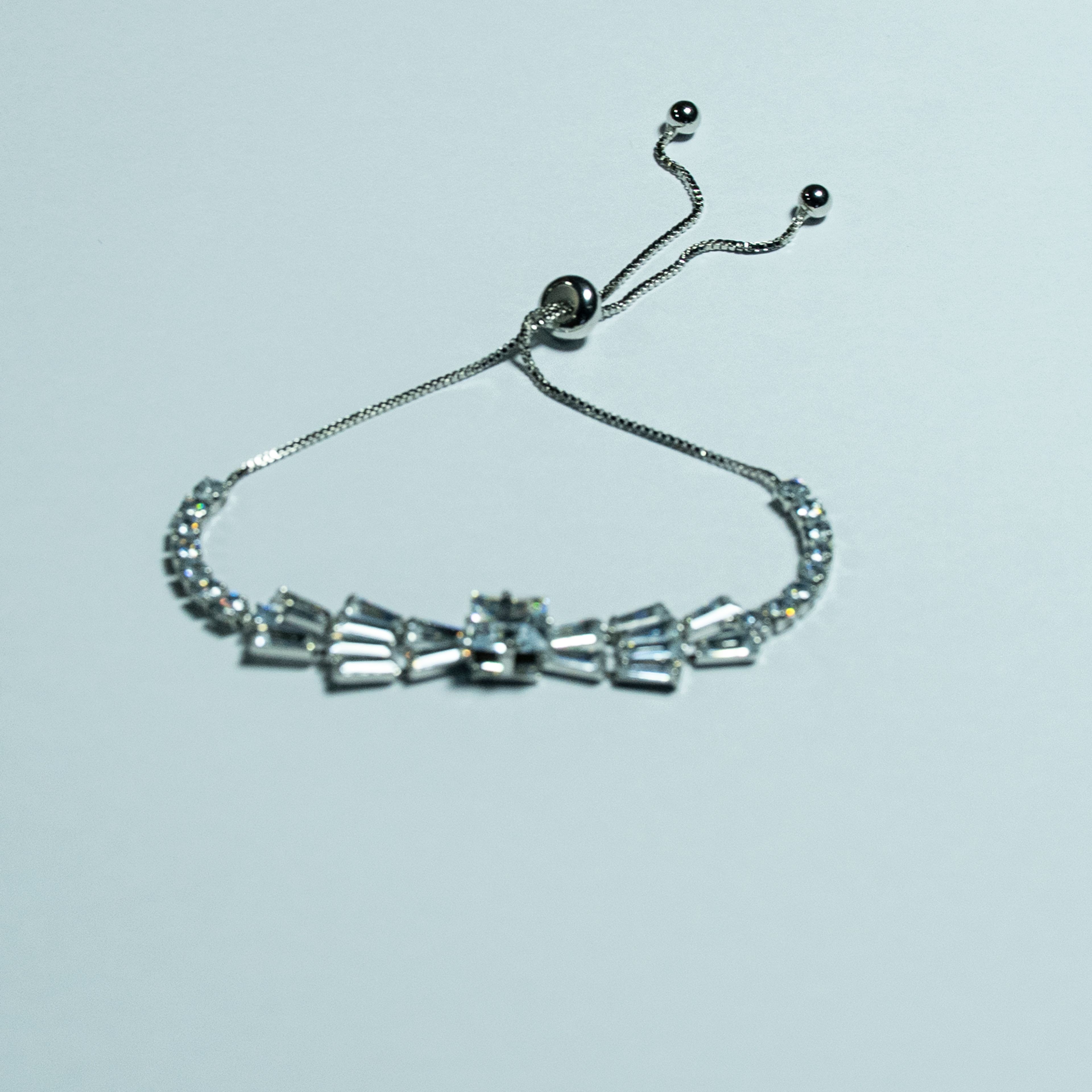 Silver Baguette Adjustable Bracelet