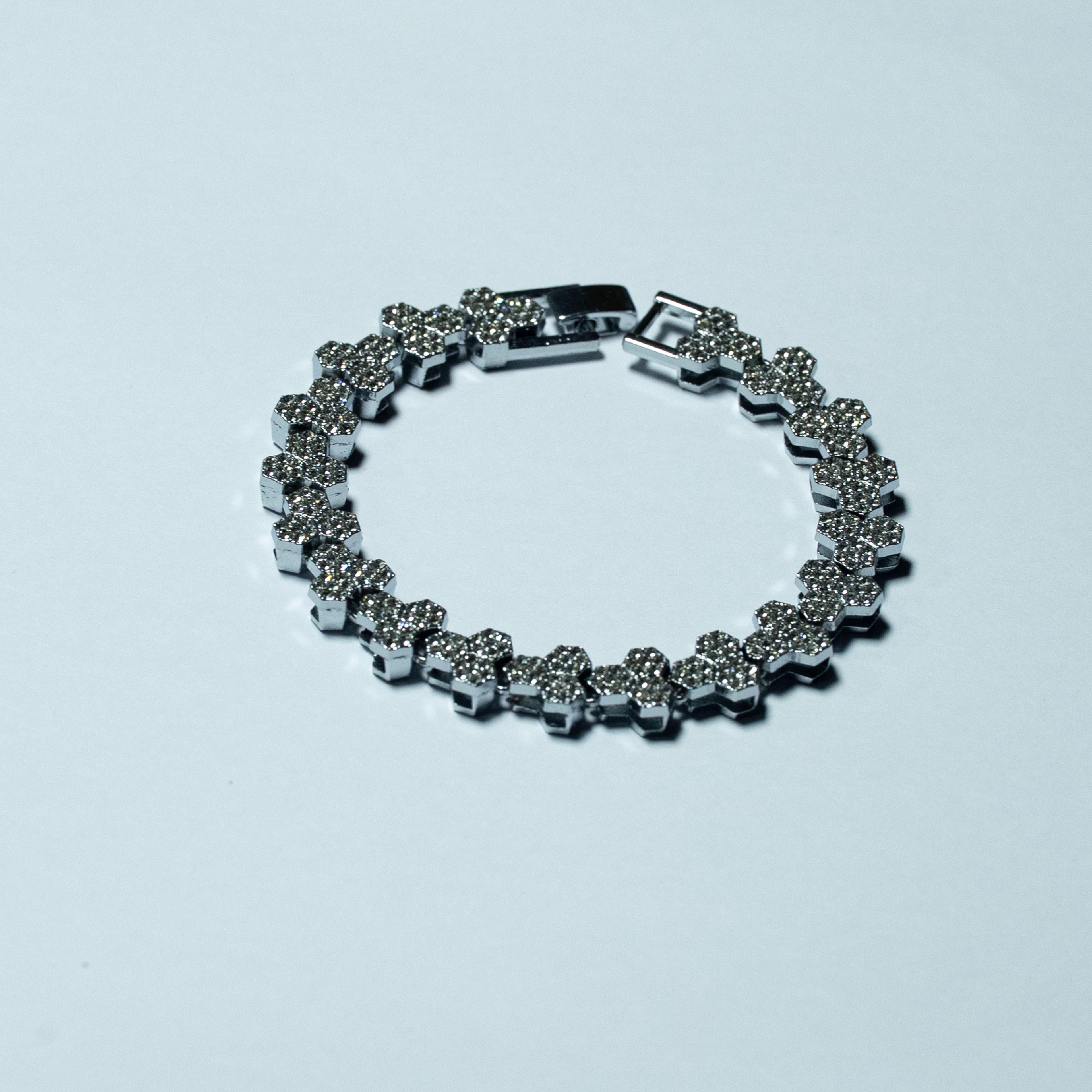 Silver Floral Link Bracelet