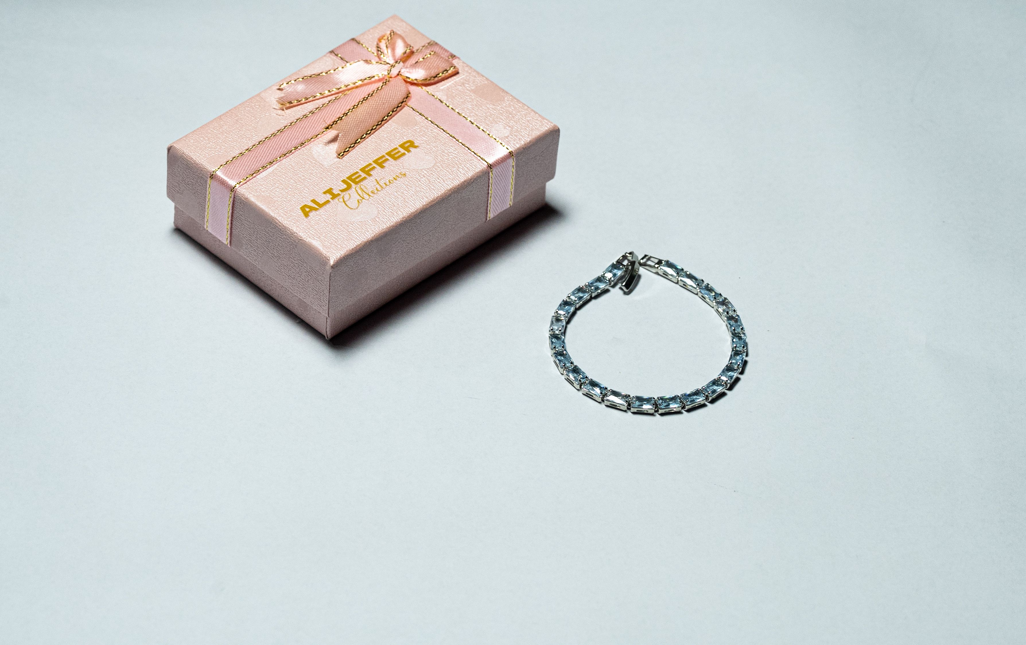 Silver Aqua Baguette Tennis Bracelet thumbnail 2