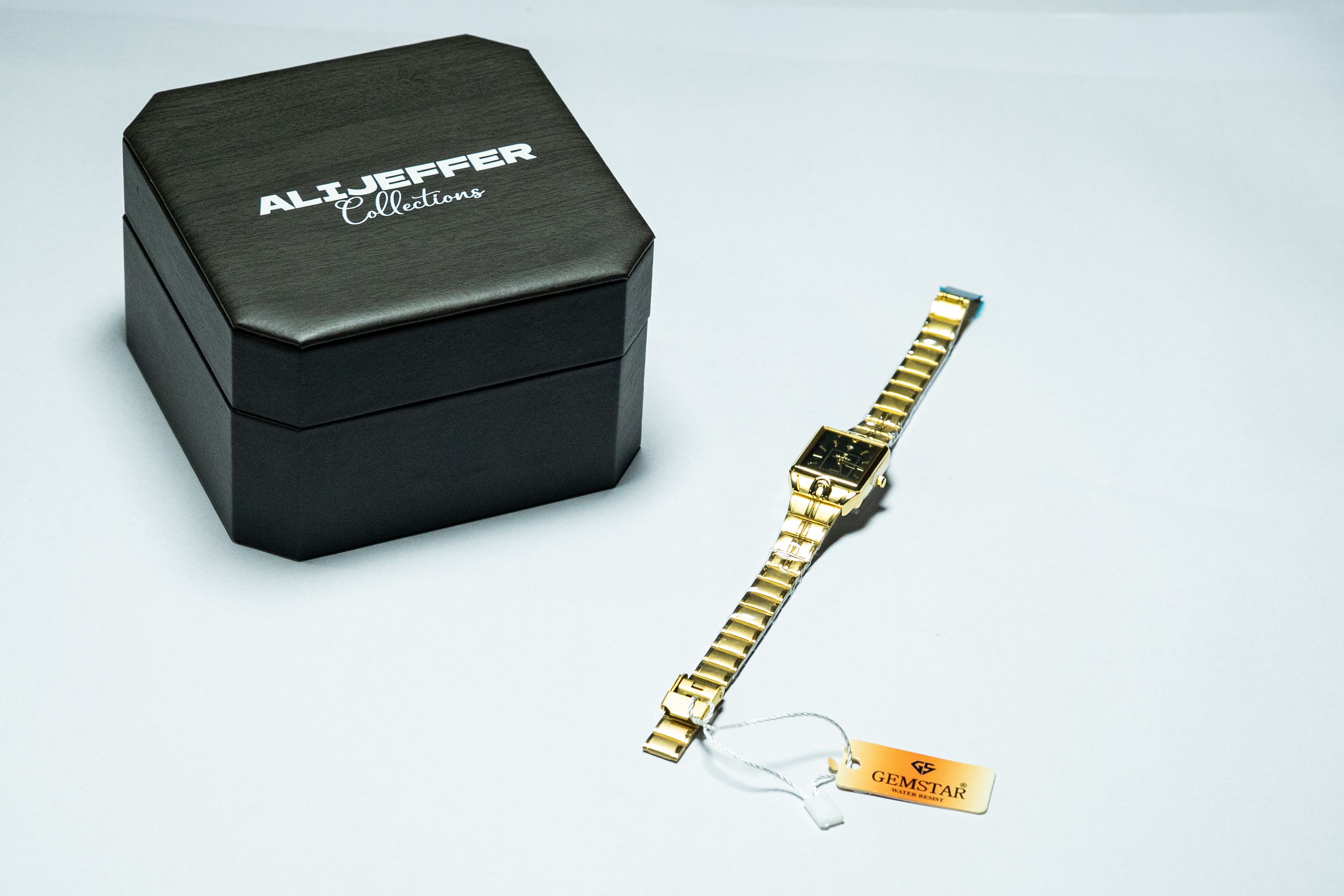Gemstar Ladies Rectangle Black Dial Gold thumbnail 2