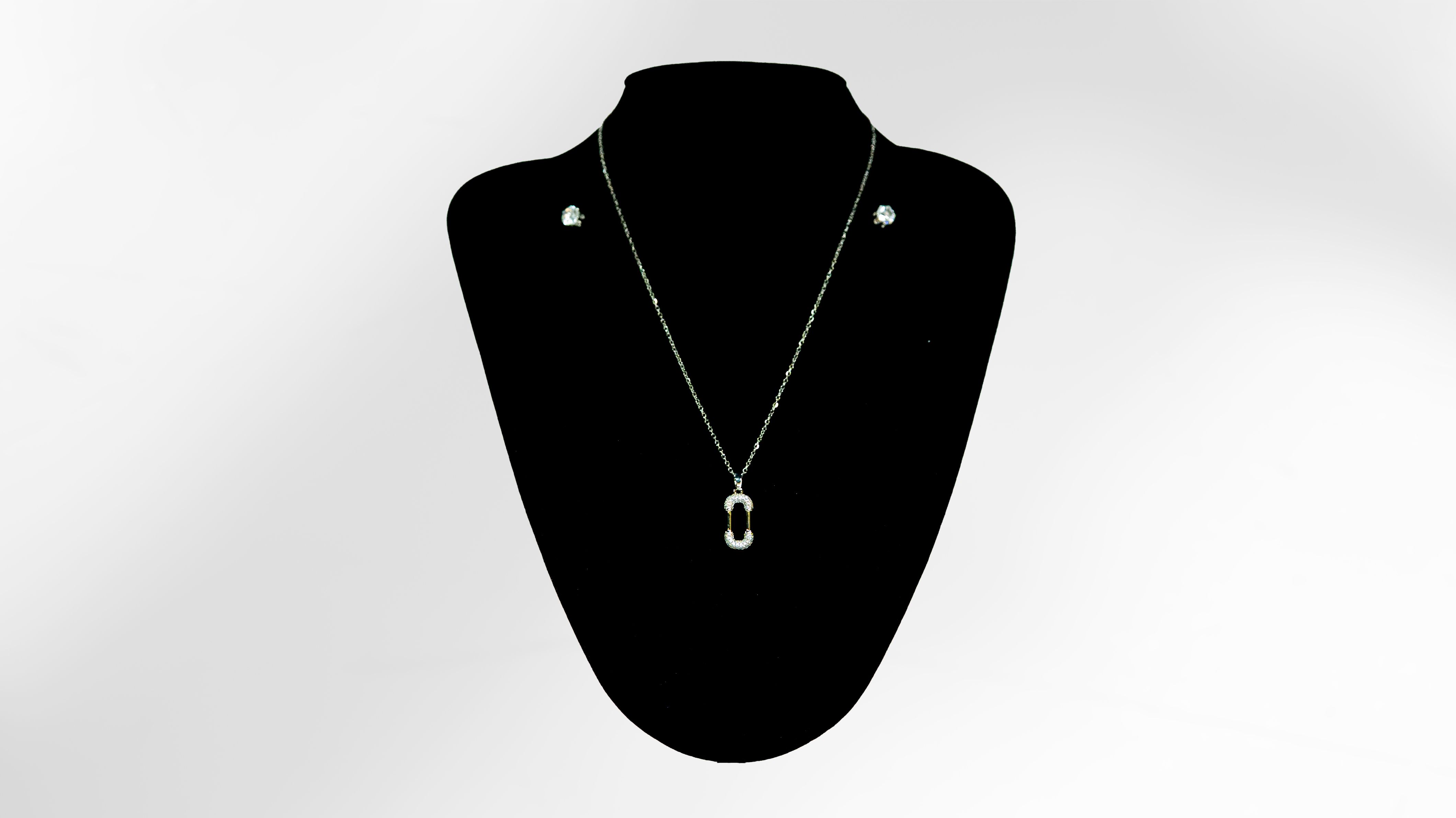 Open Link Crystal Necklace and Earring Set