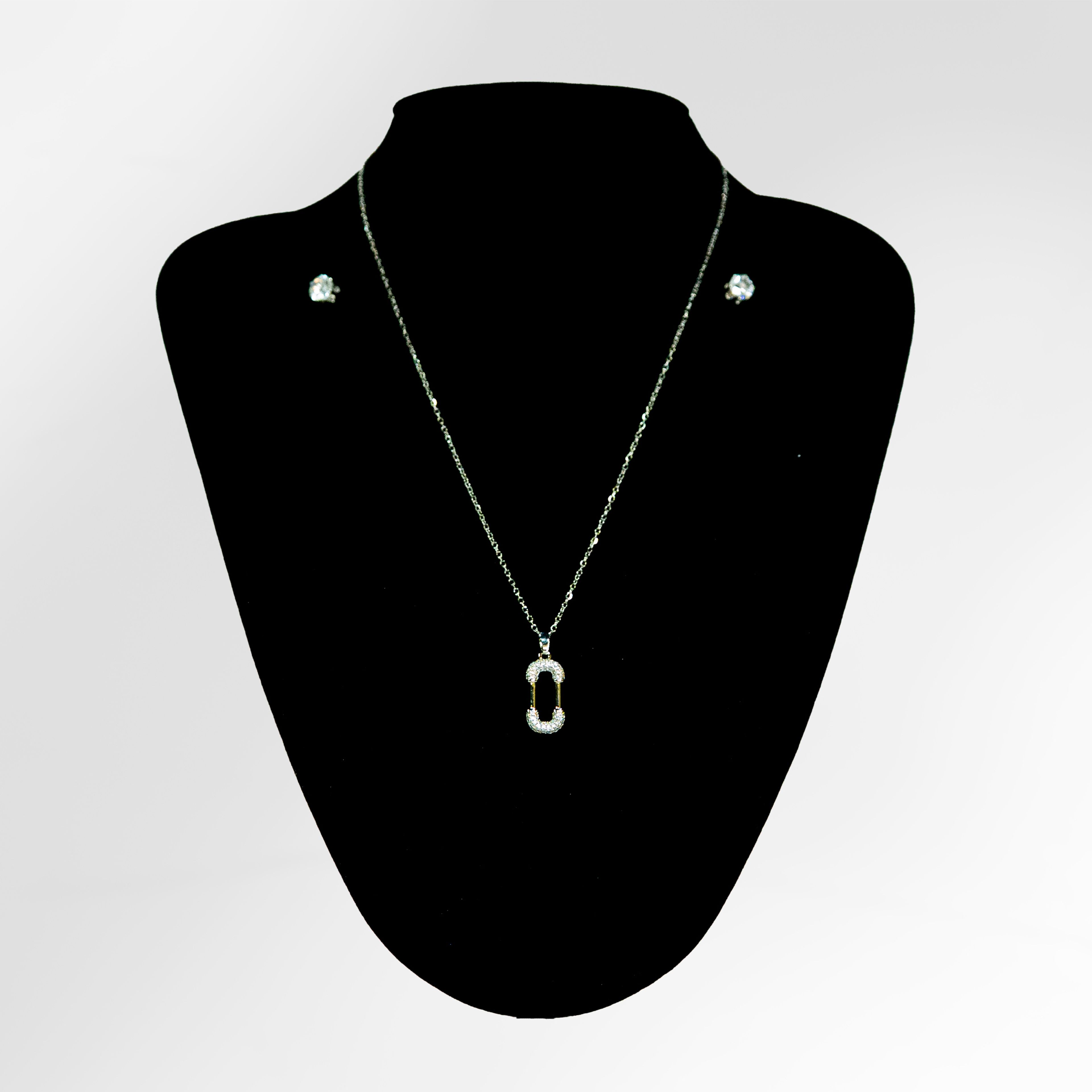 Open Link Crystal Necklace and Earring Set