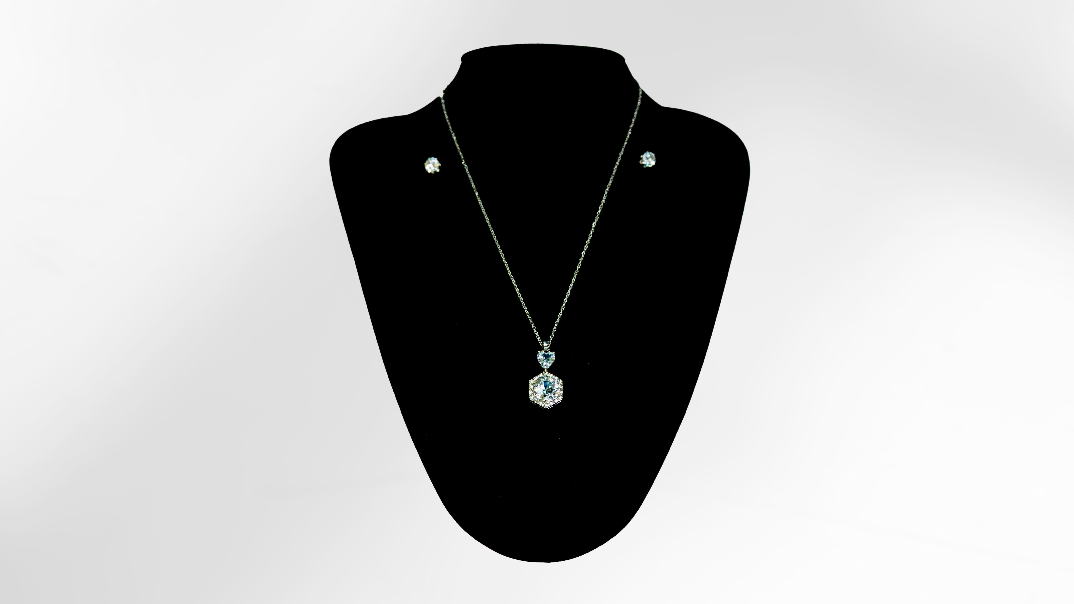 Hexagon Heart Necklace and Earring Set