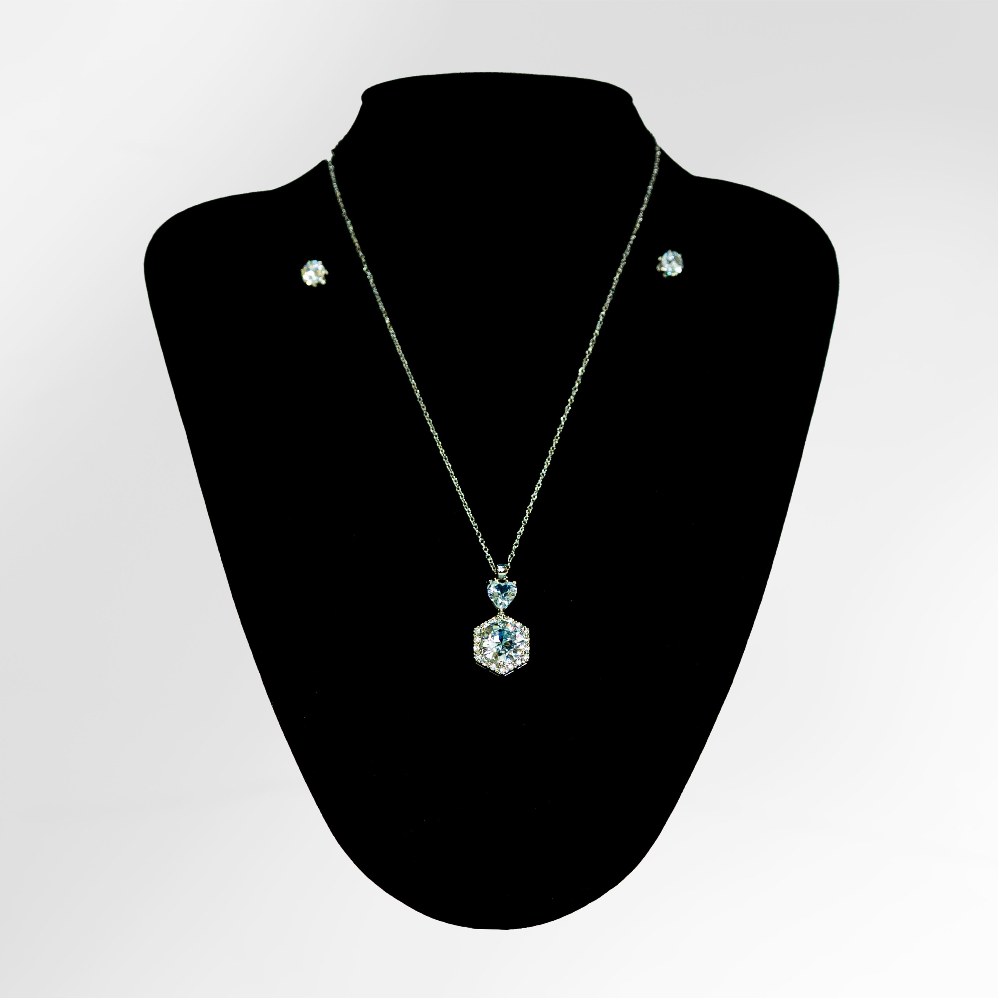 Hexagon Heart Necklace and Earring Set