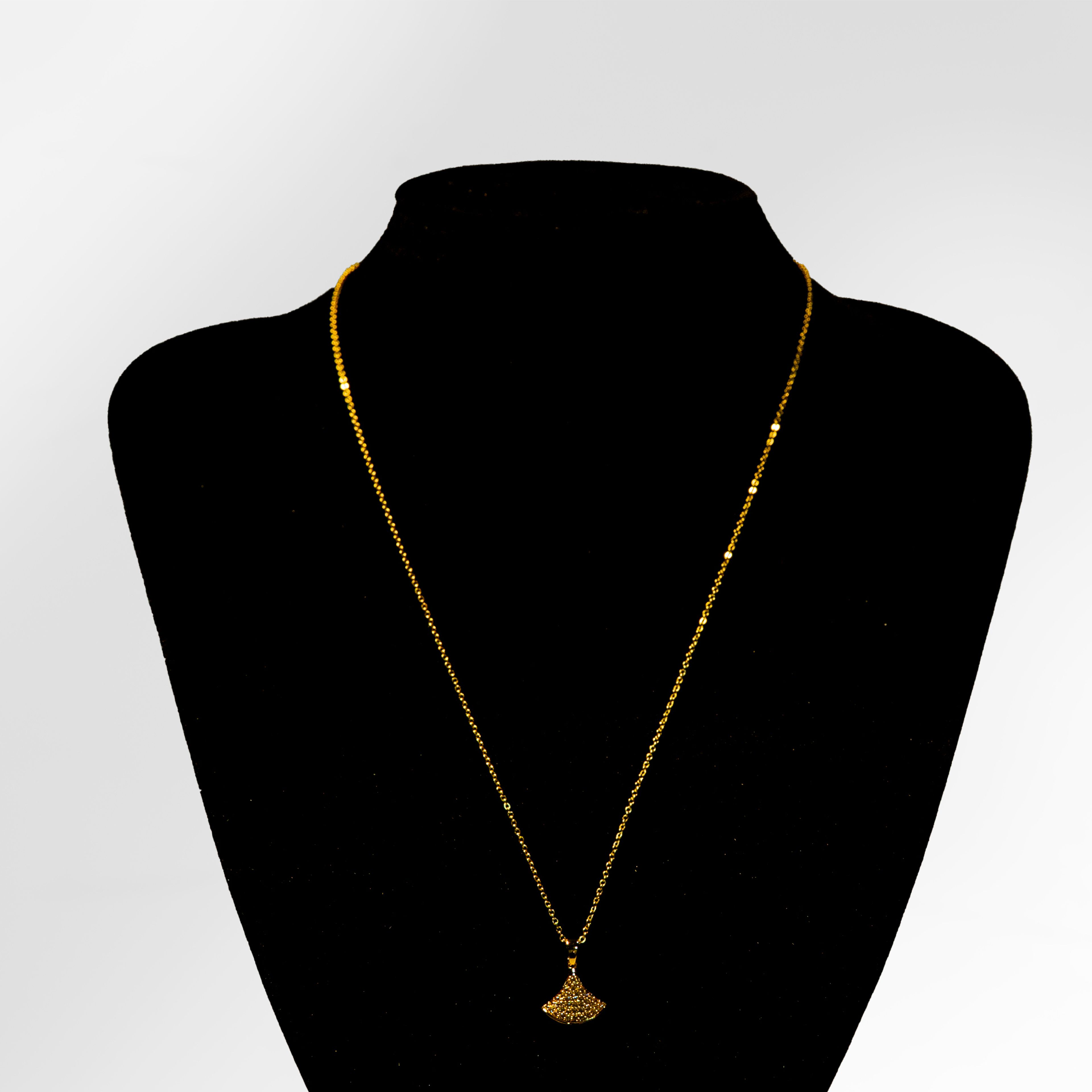 Golden Fan Drop Necklace