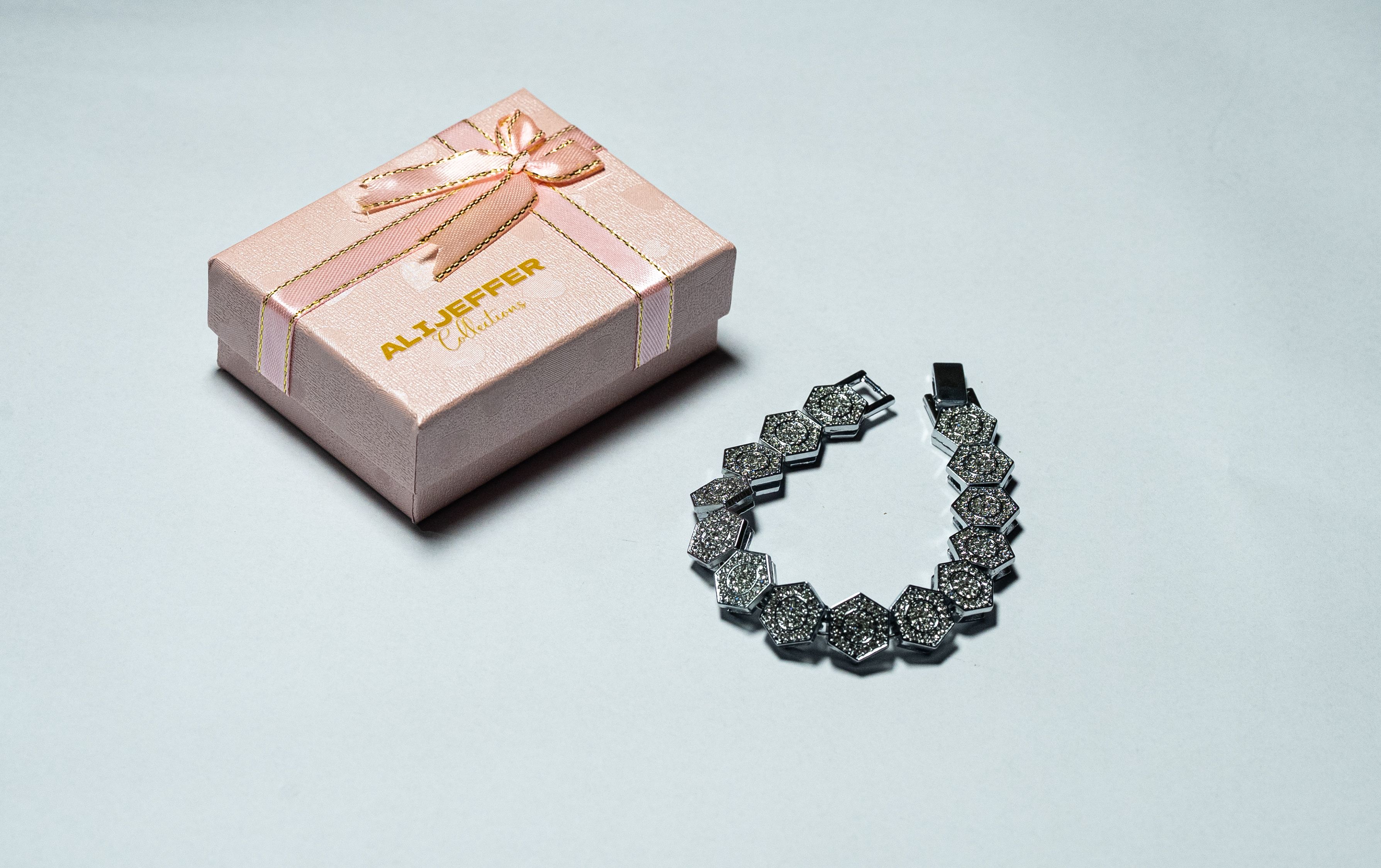 Silver Hexagon Link Bracelet thumbnail 2
