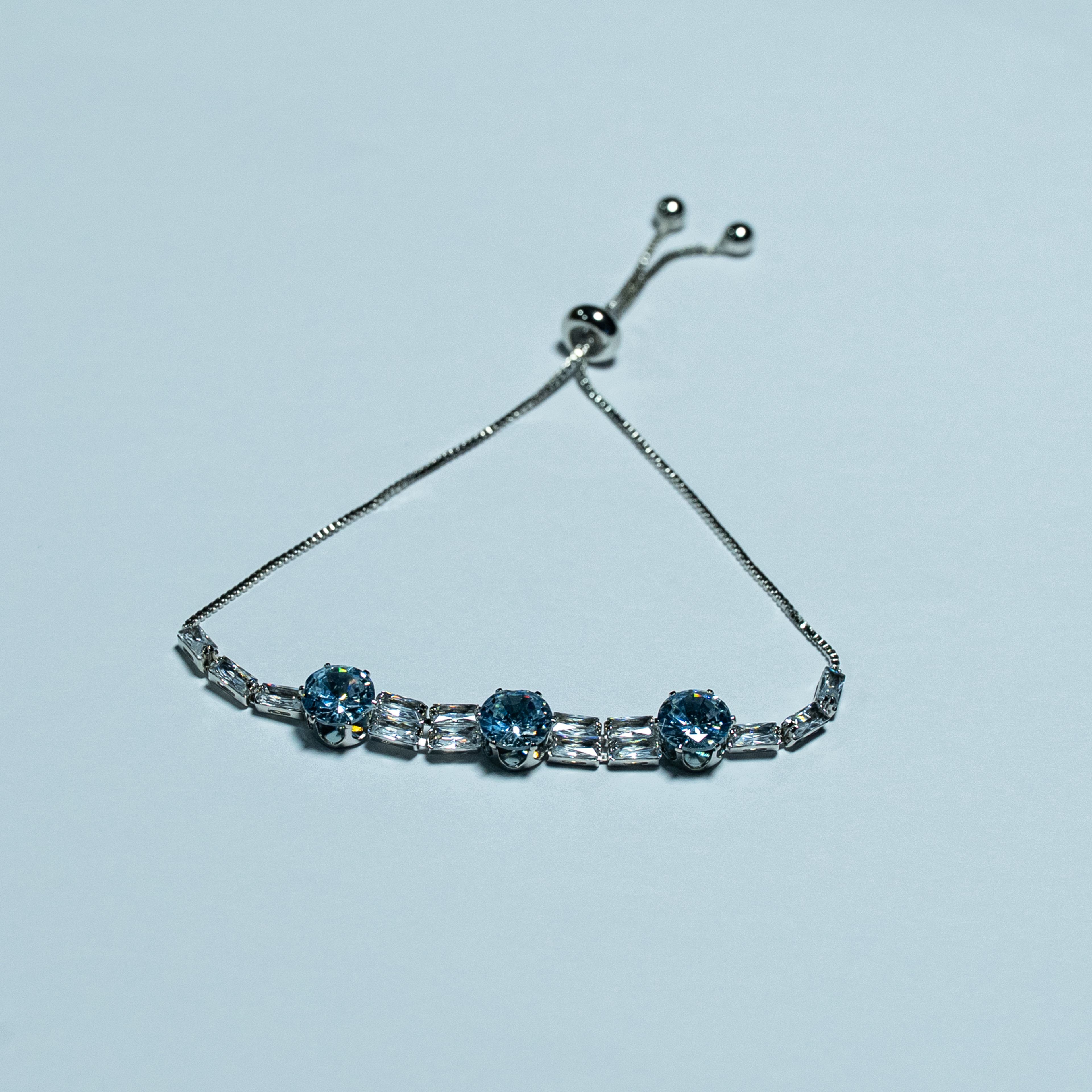 Aqua Crystal Adjustable Bracelet
