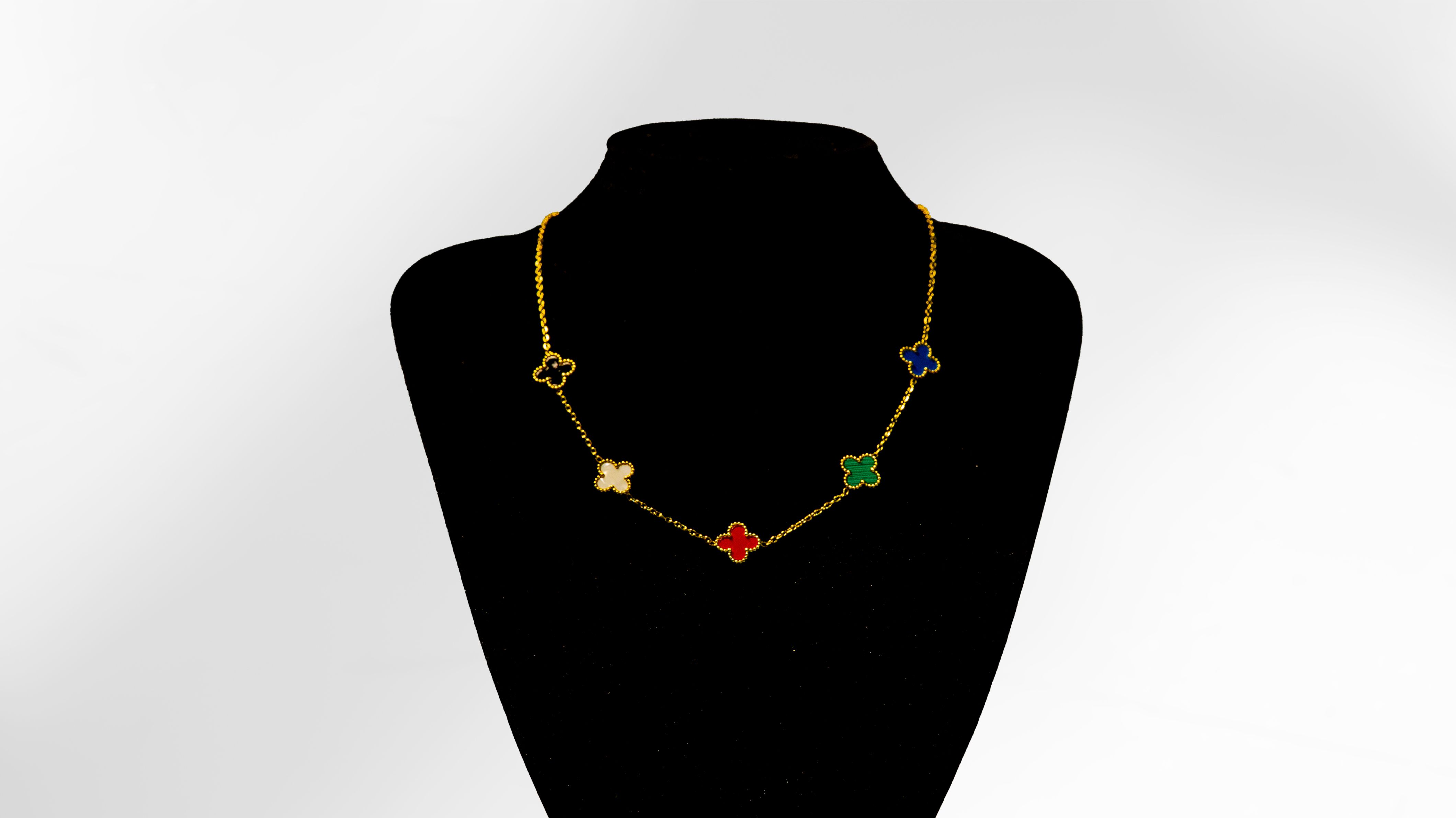 Multicolor Clover Station Necklace