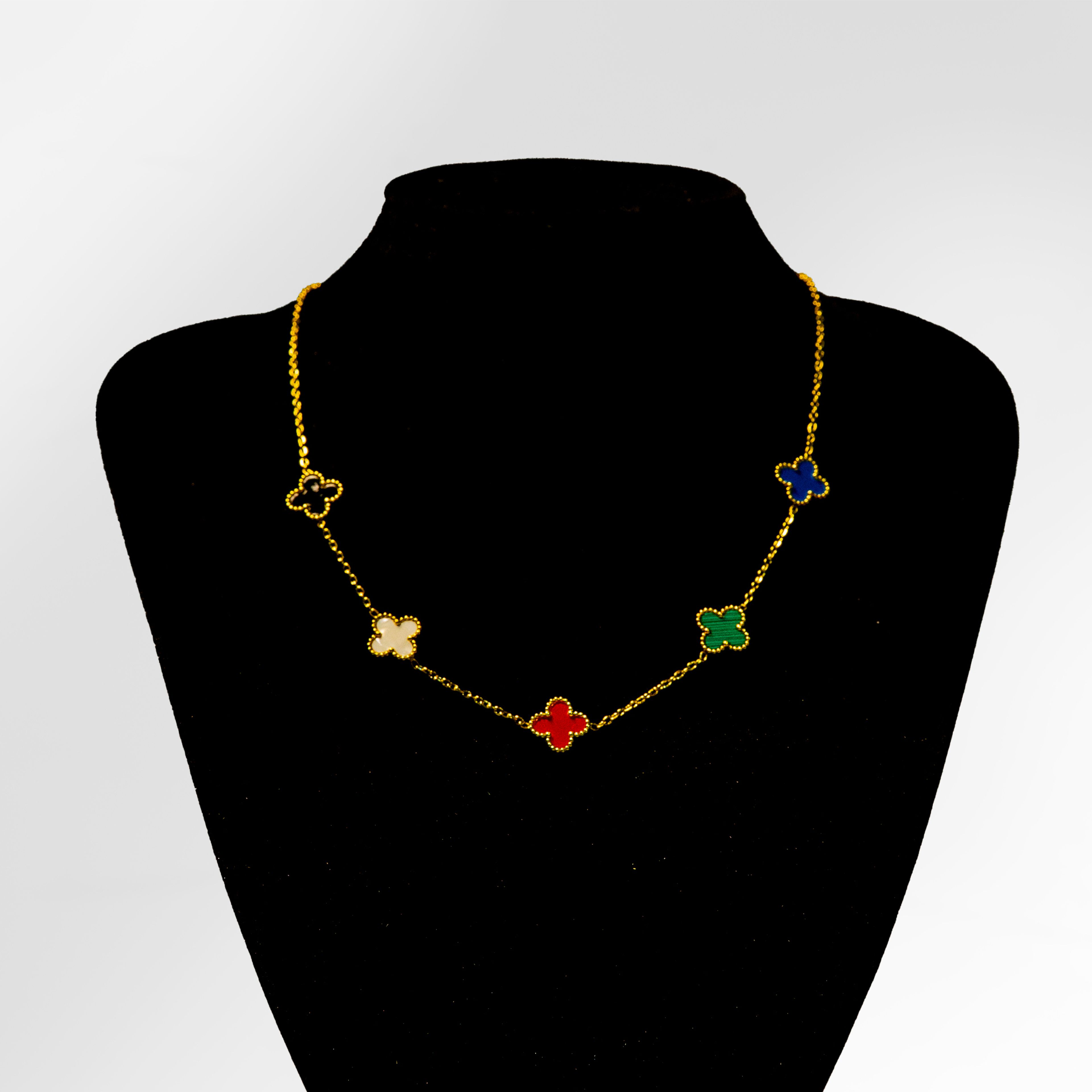 Multicolor Clover Station Necklace