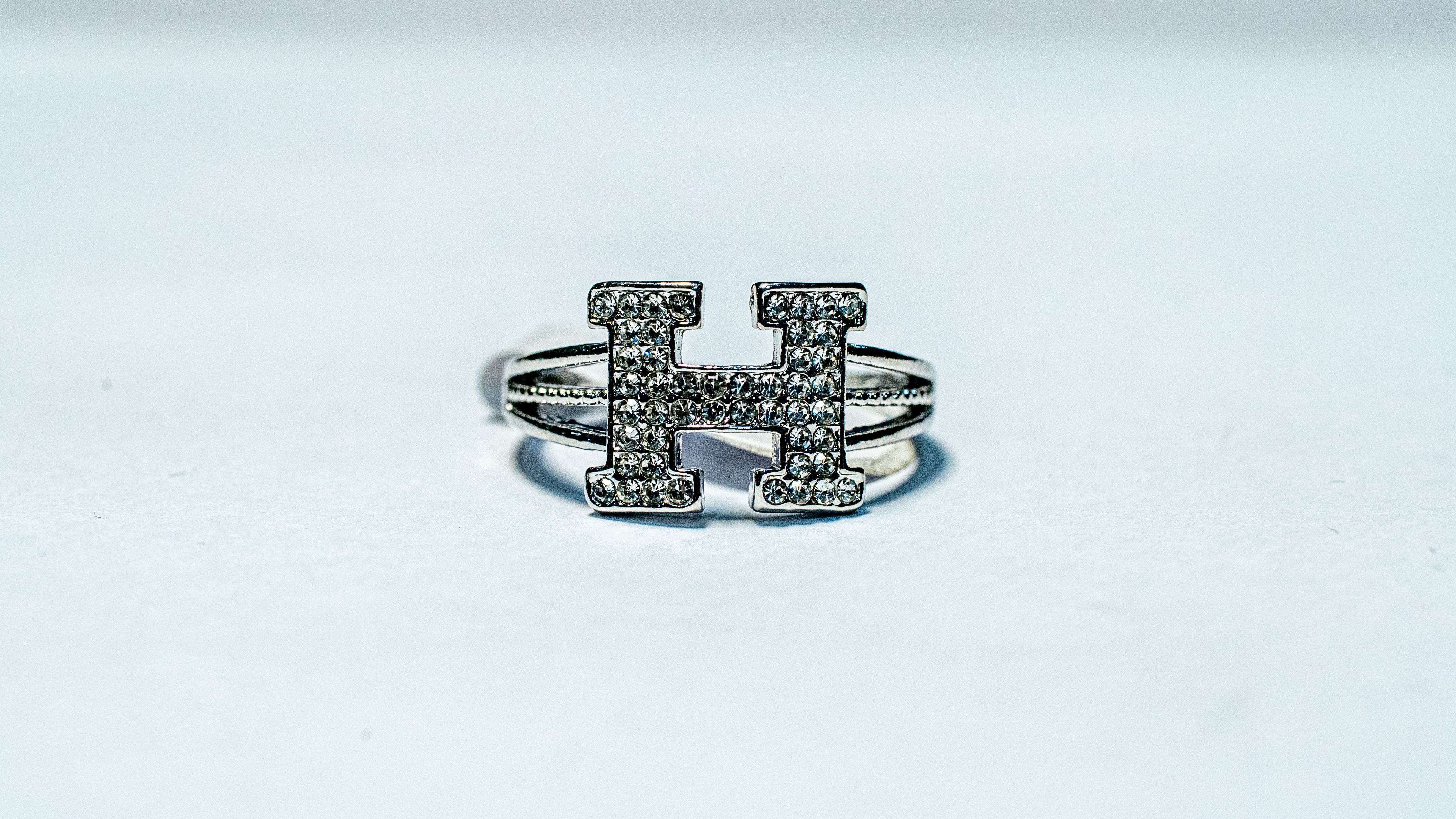 Crystal Letter H Ring