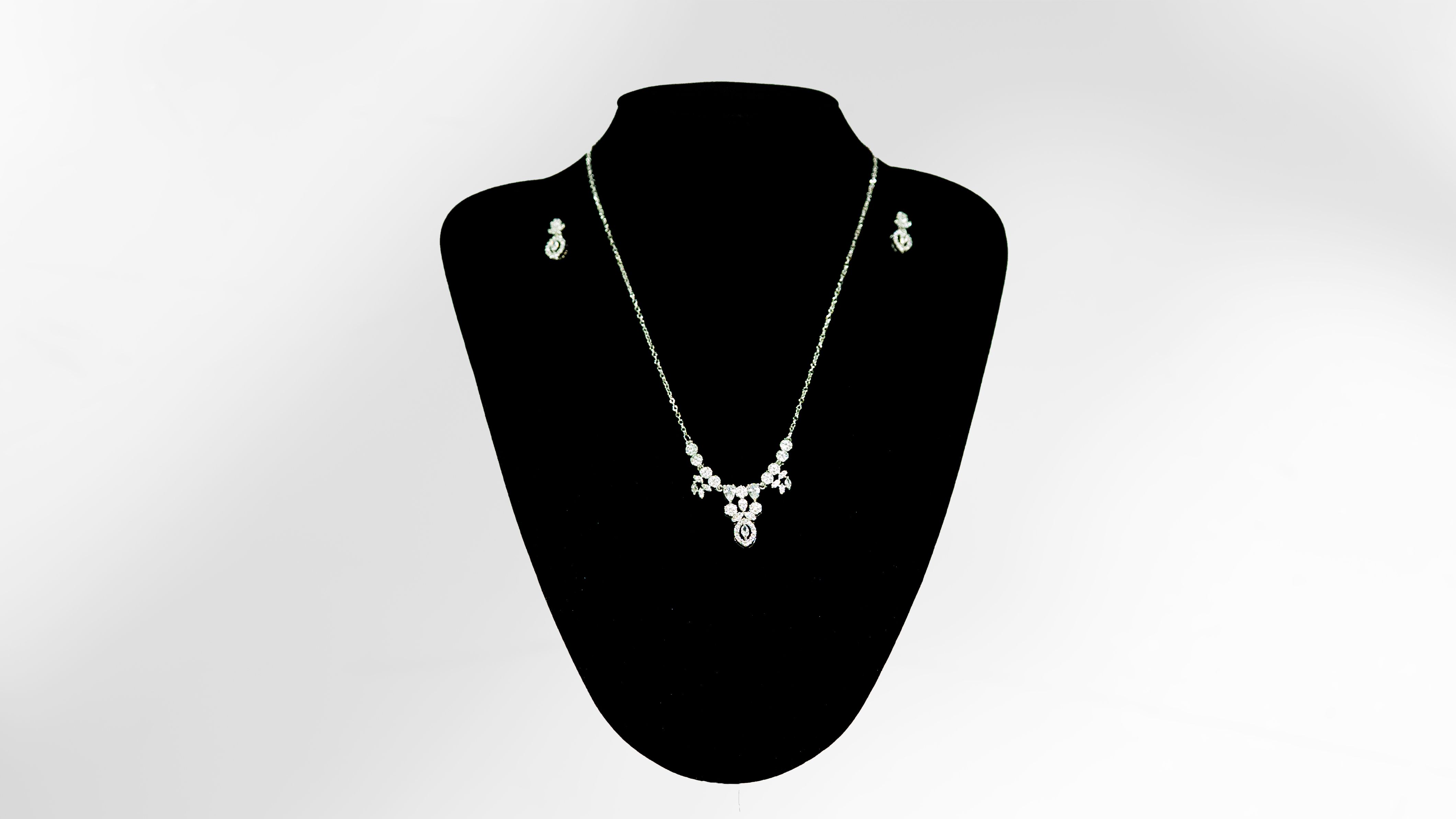 Crystal Blossom Drop Necklace and Earring Set