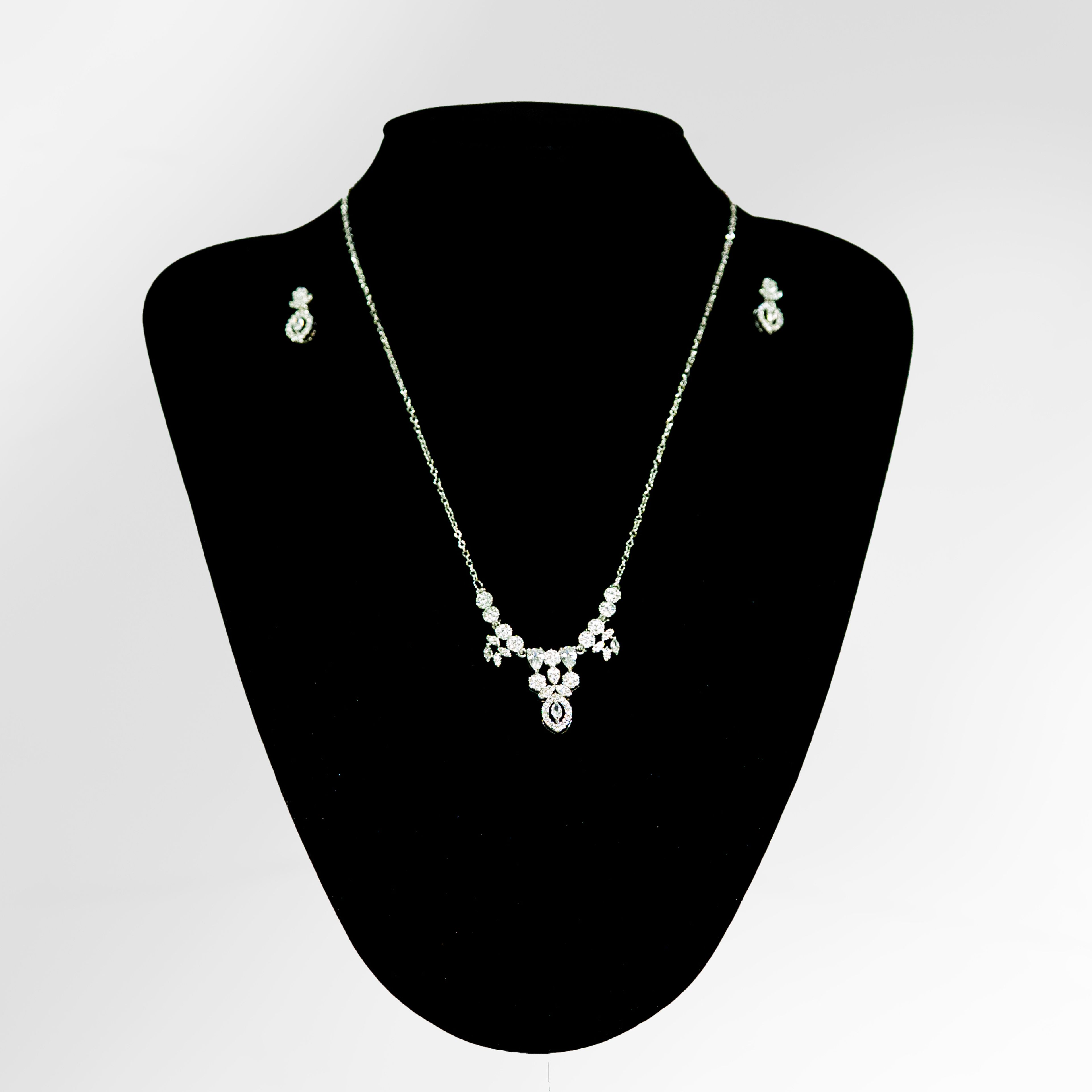 Crystal Blossom Drop Necklace and Earring Set
