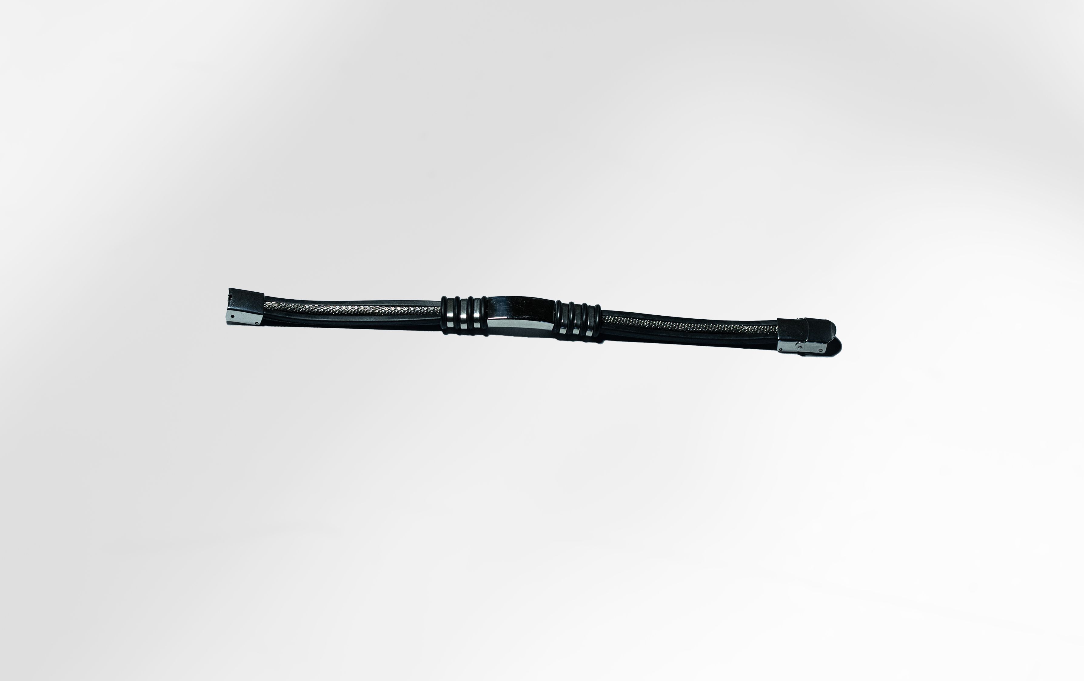 Black Ribbed Bar Bracelet
