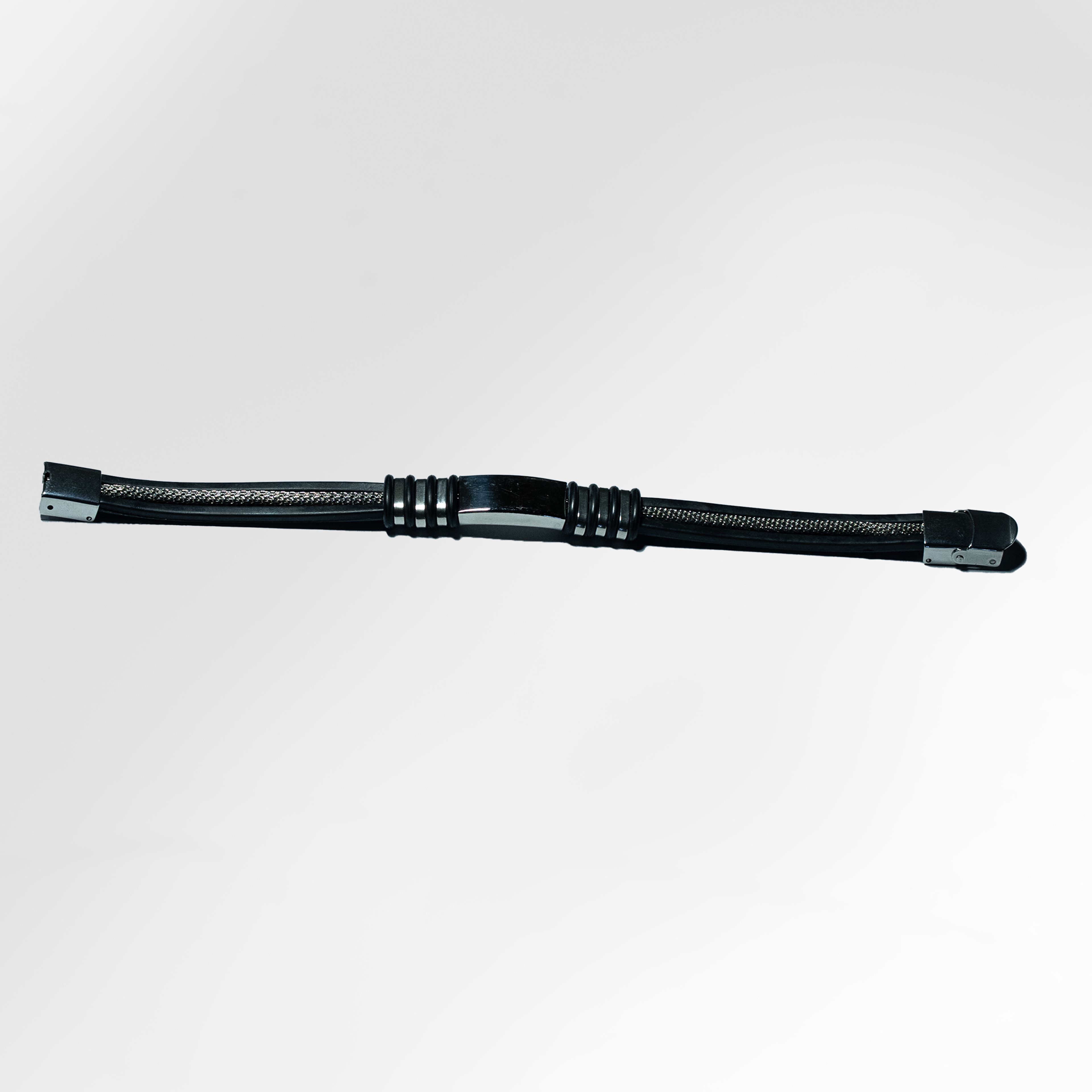 Black Ribbed Bar Bracelet