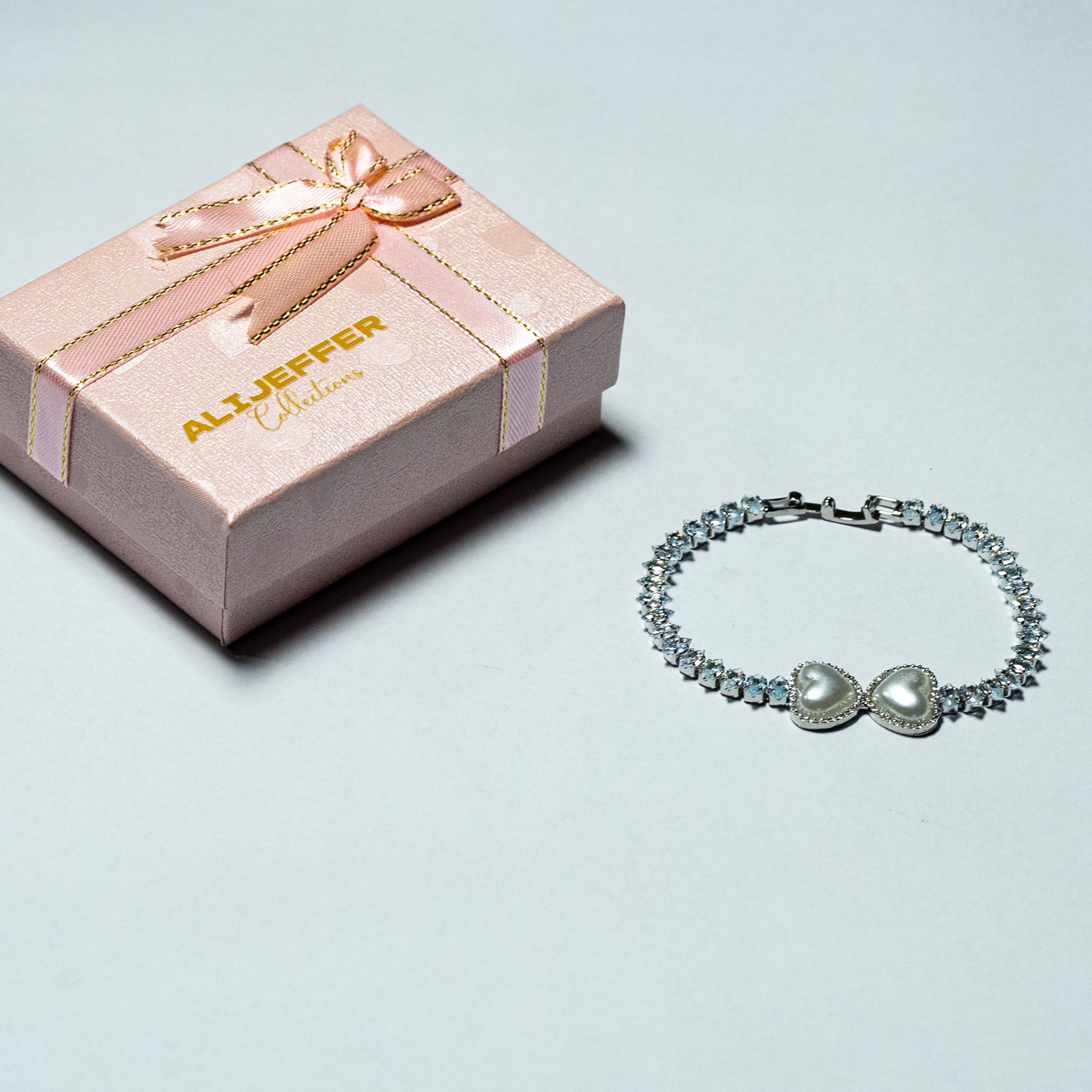 Silver Pearl Bow Tennis Bracelet