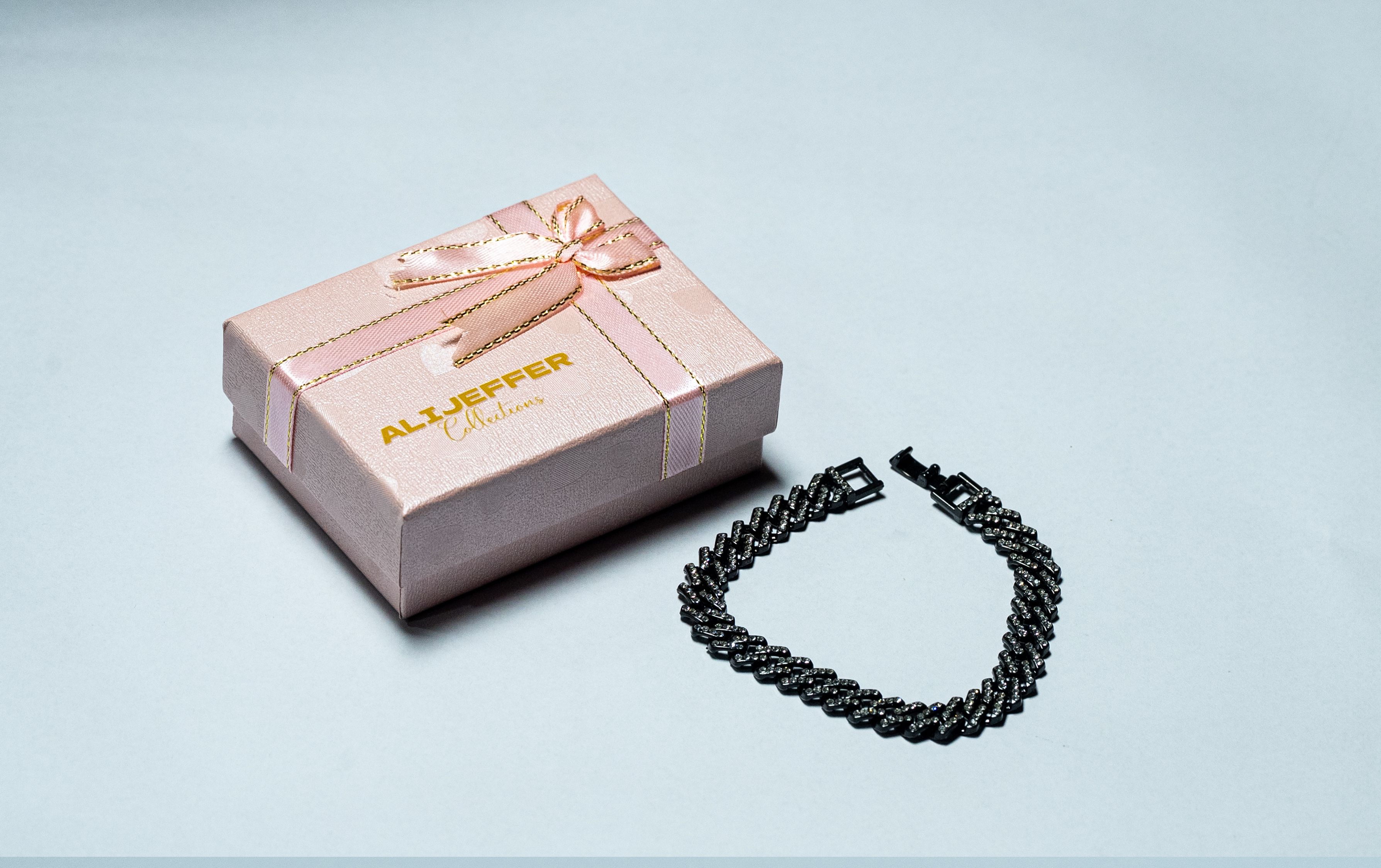Black Crystal Chevron Link Bracelet thumbnail 2