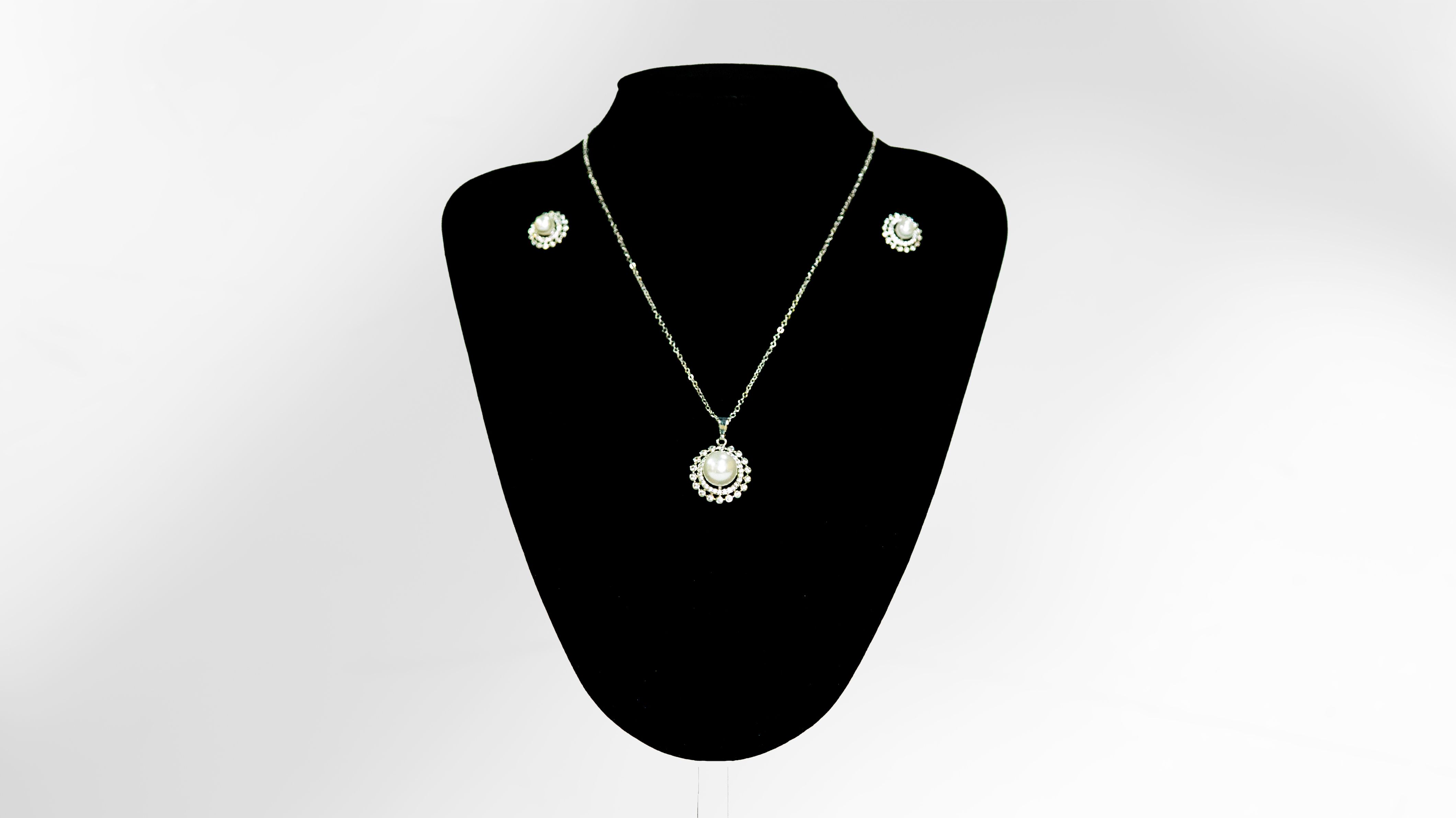 Pearl Halo Necklace and Earring Set