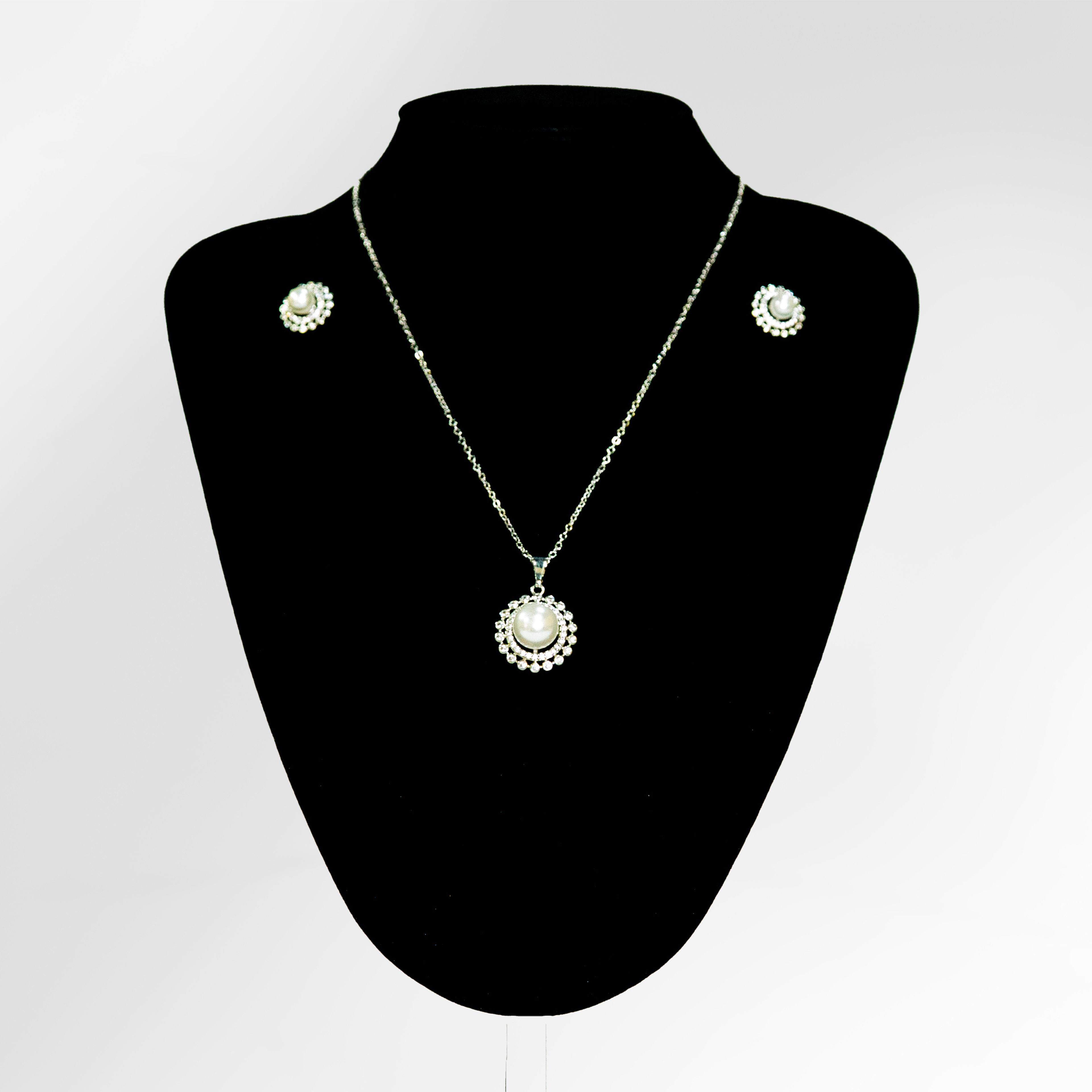 Pearl Halo Necklace and Earring Set