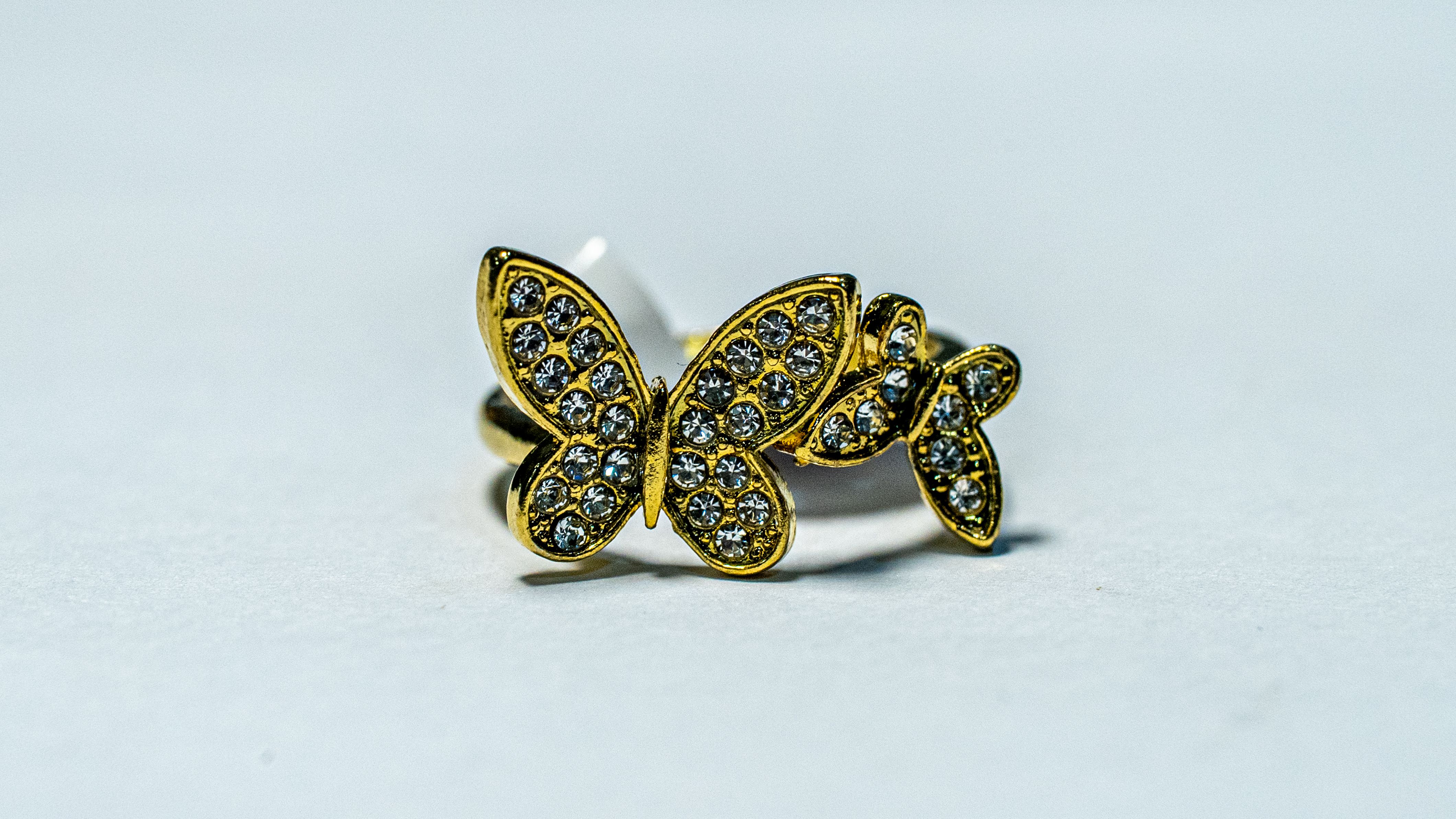 Golden Butterfly Crystal Ring