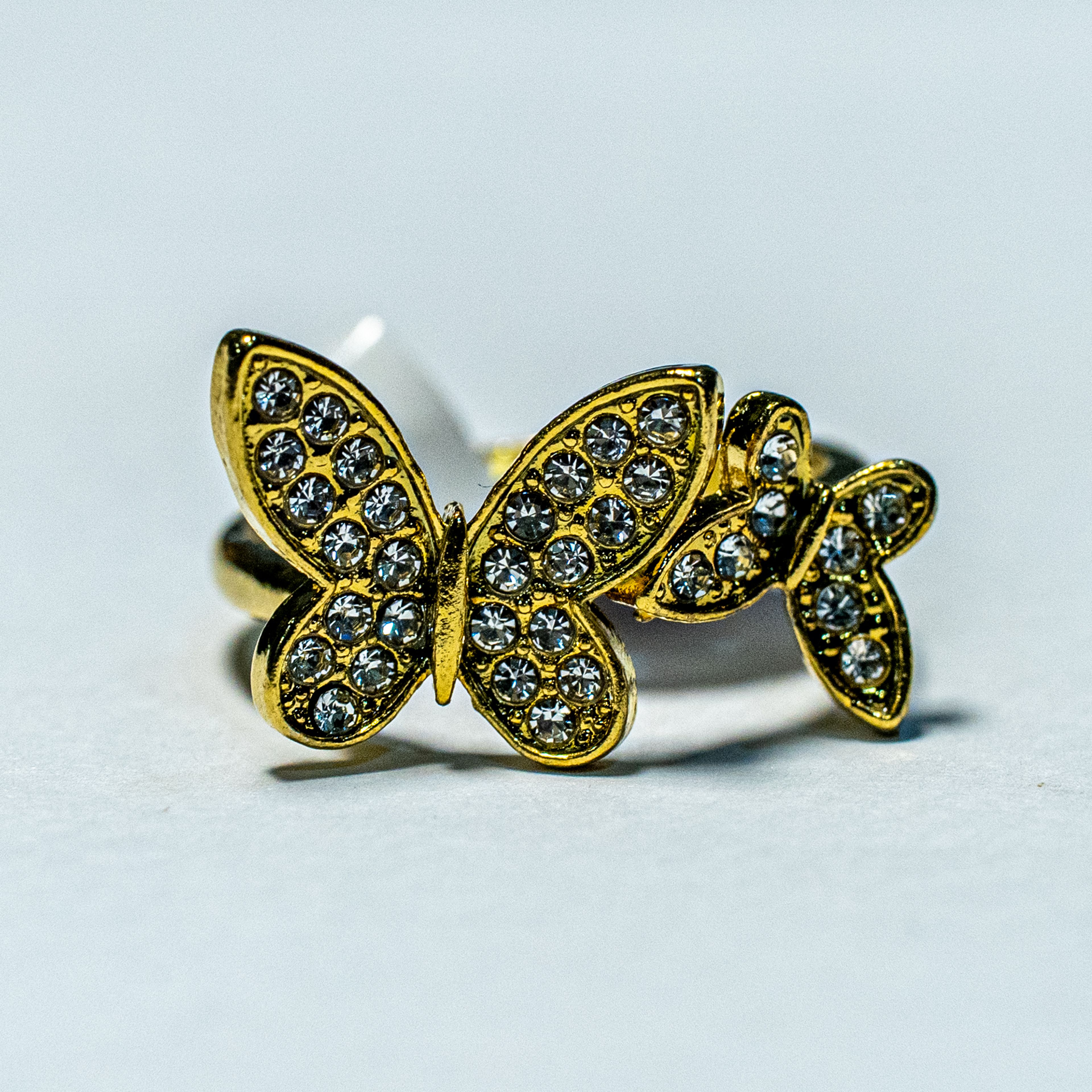 Golden Butterfly Crystal Ring