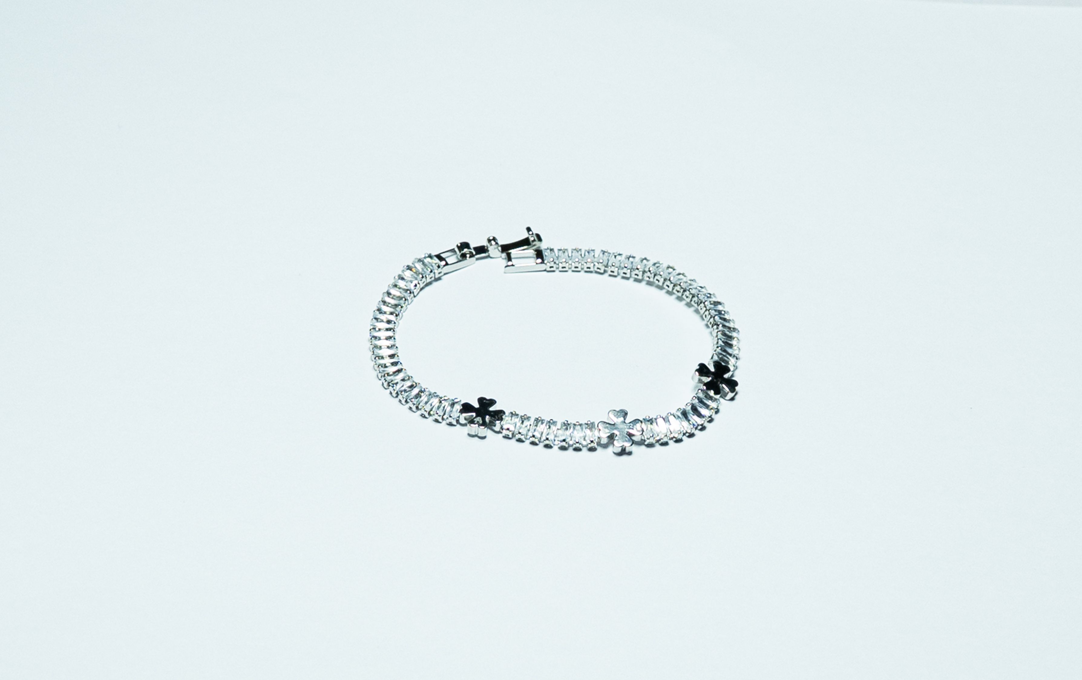 Silver Clover Crystal Tennis Bracelet