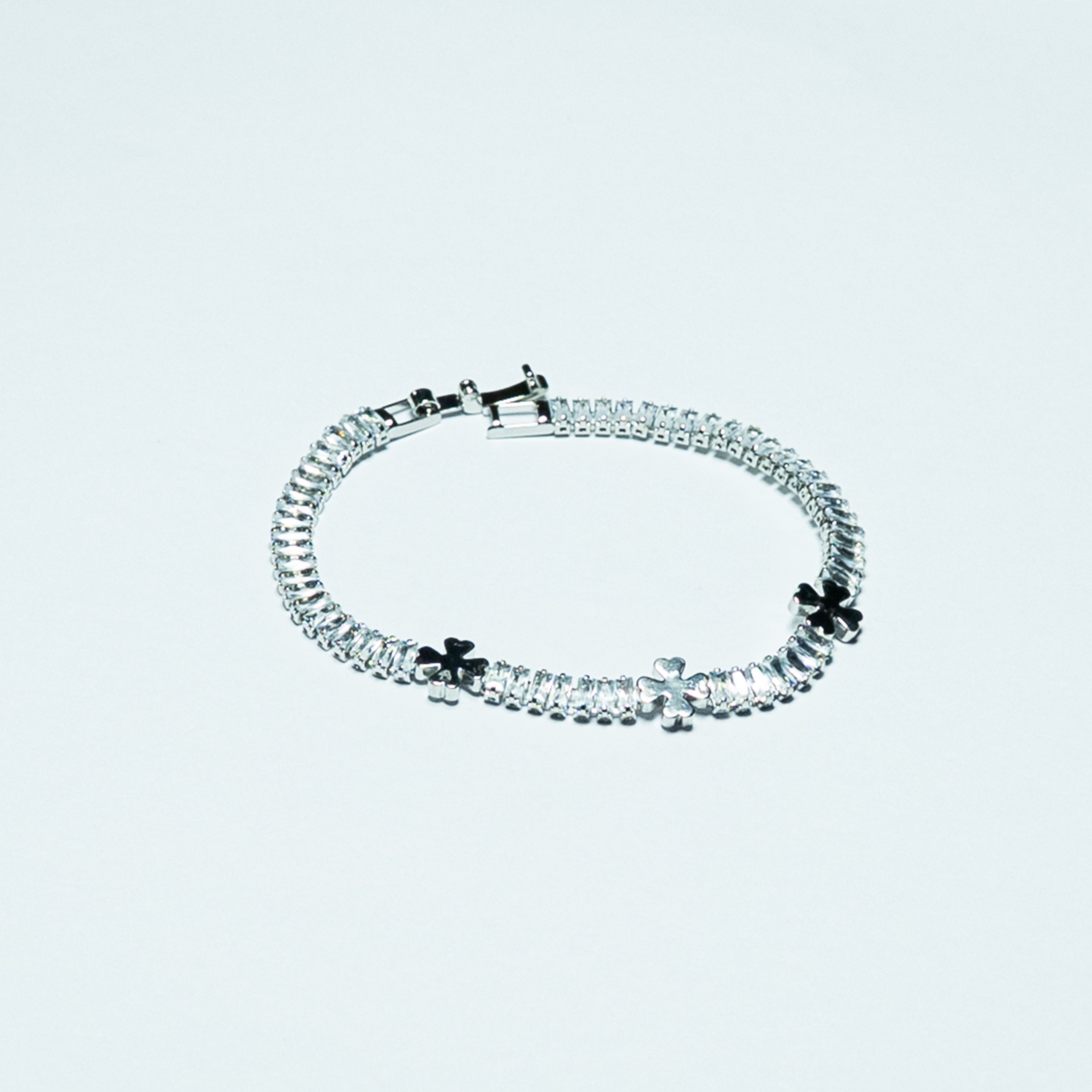 Silver Clover Crystal Tennis Bracelet