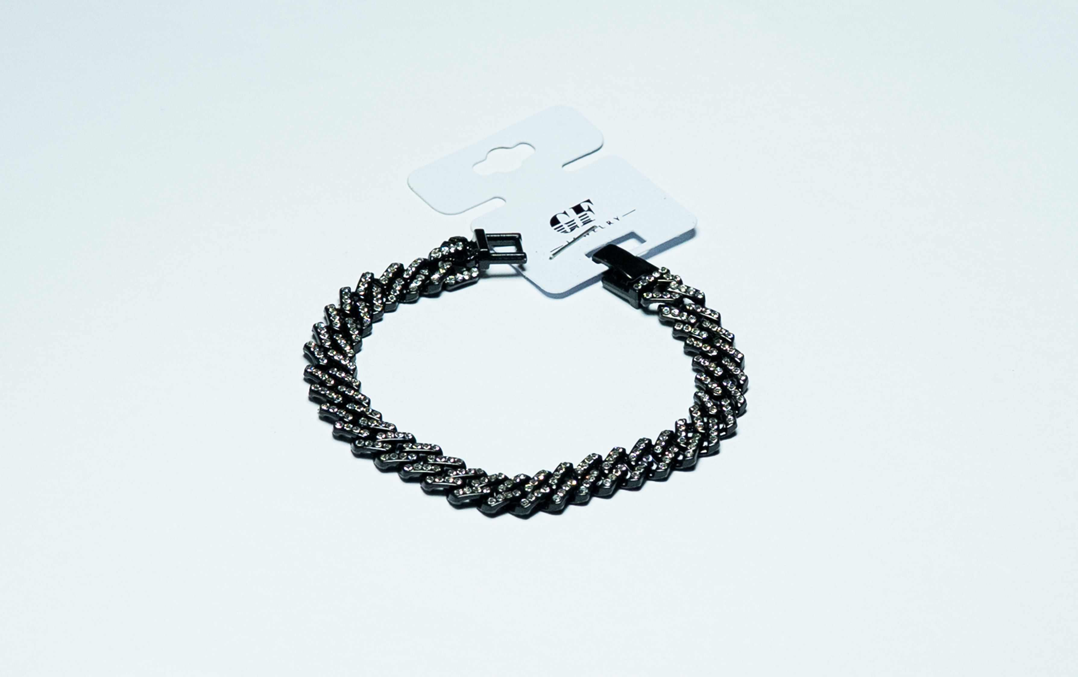 Black Crystal Chevron Link Bracelet