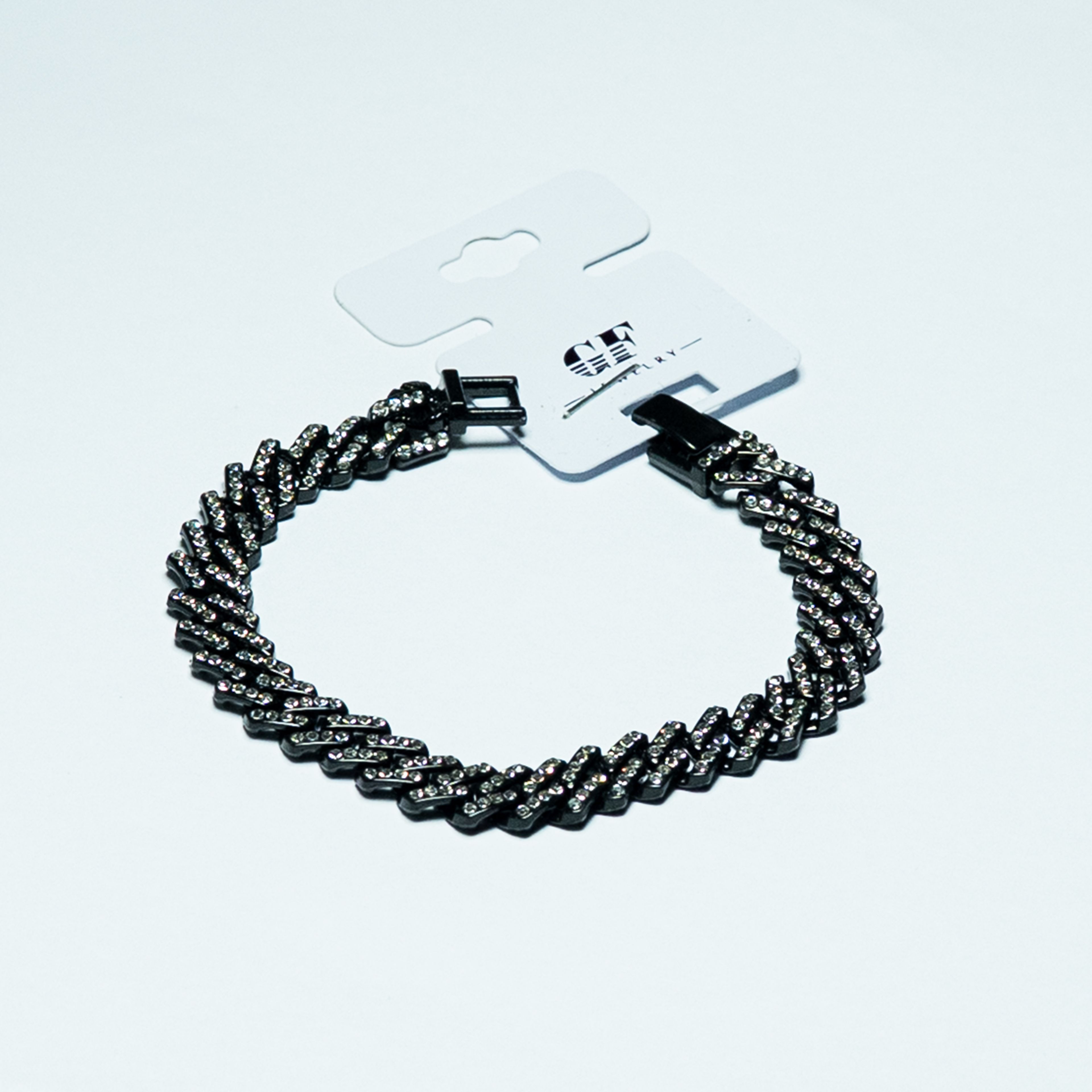 Black Crystal Chevron Link Bracelet