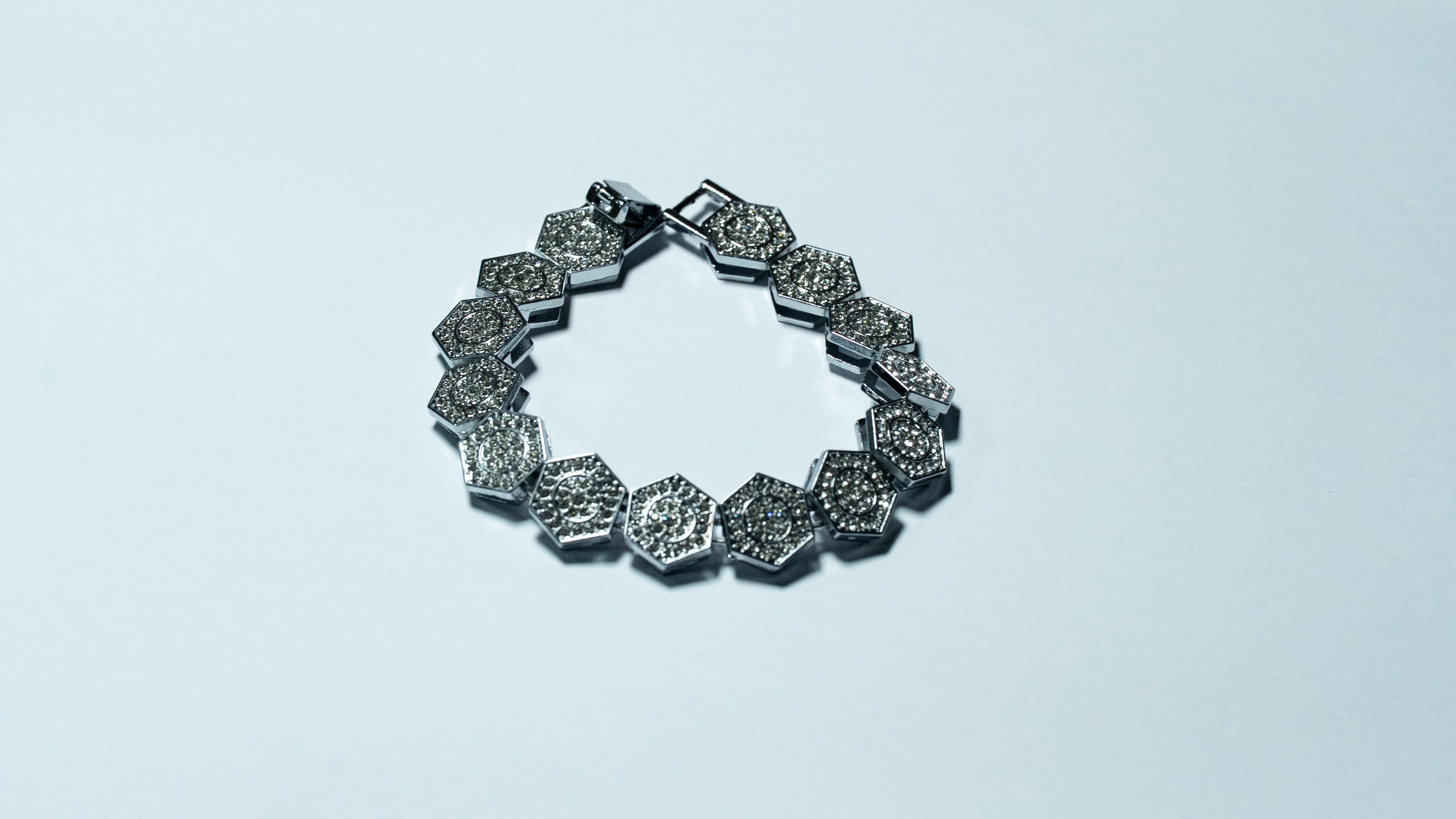 Silver Hexagon Link Bracelet