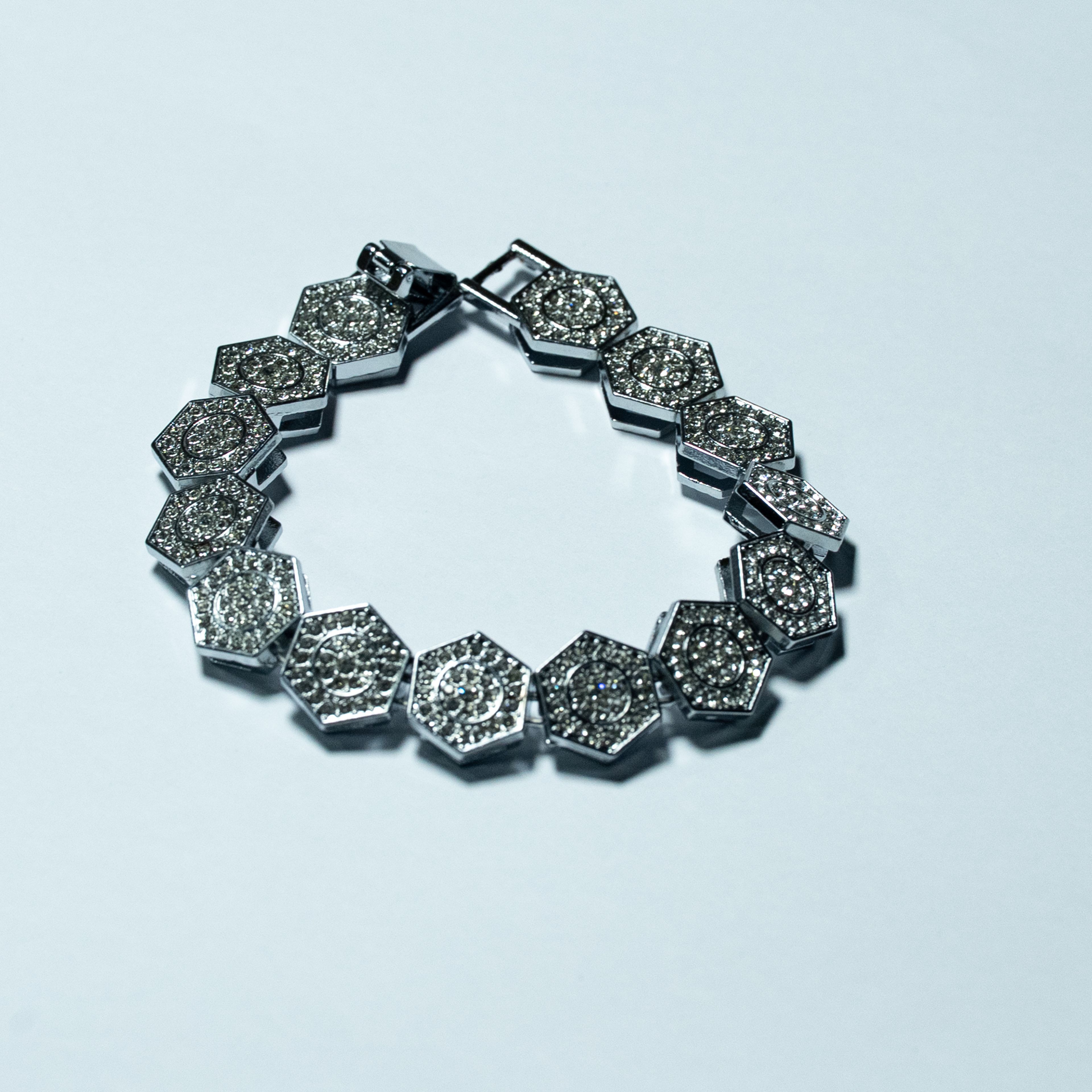 Silver Hexagon Link Bracelet
