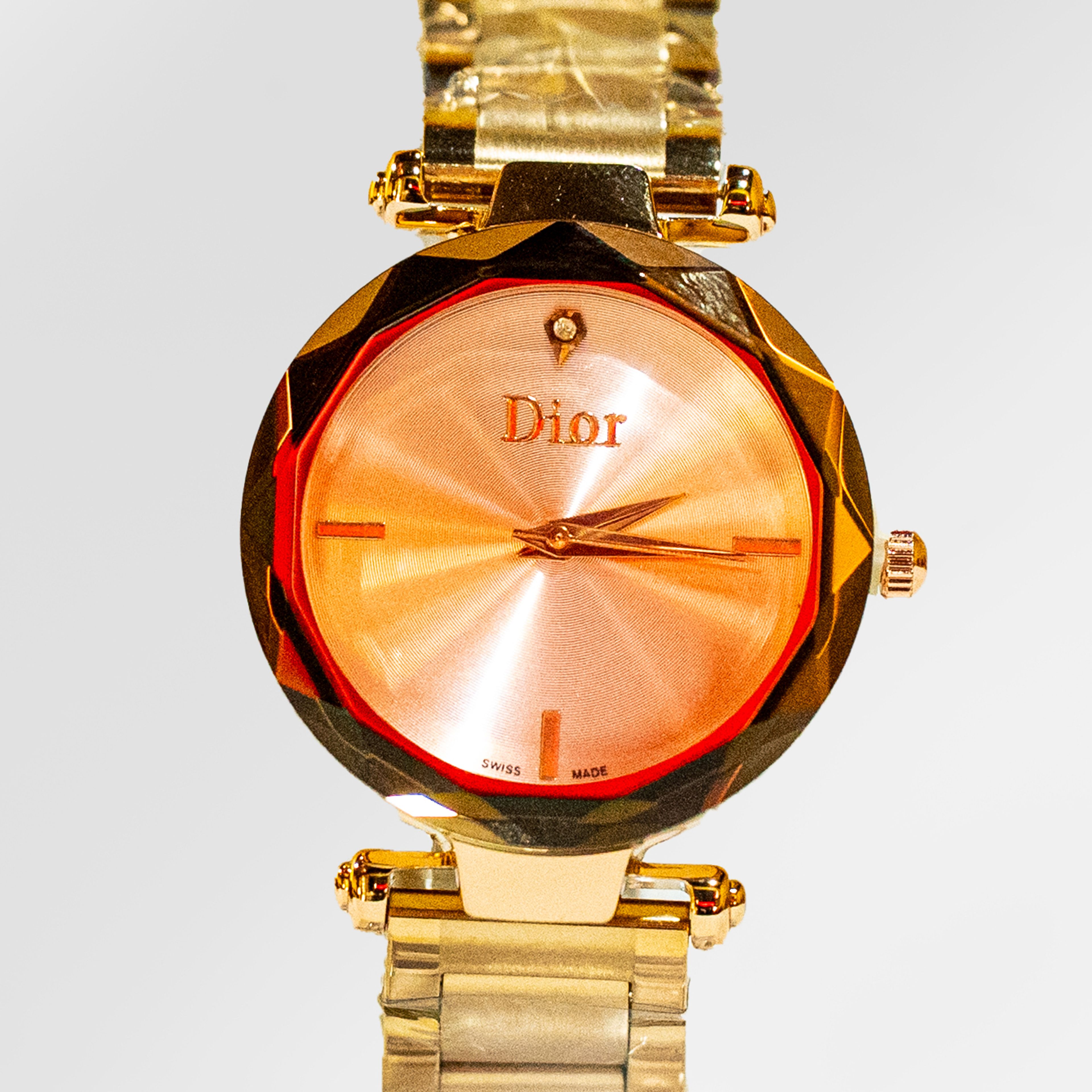 Dior Faceted Gold Sunburst Ladies Watch